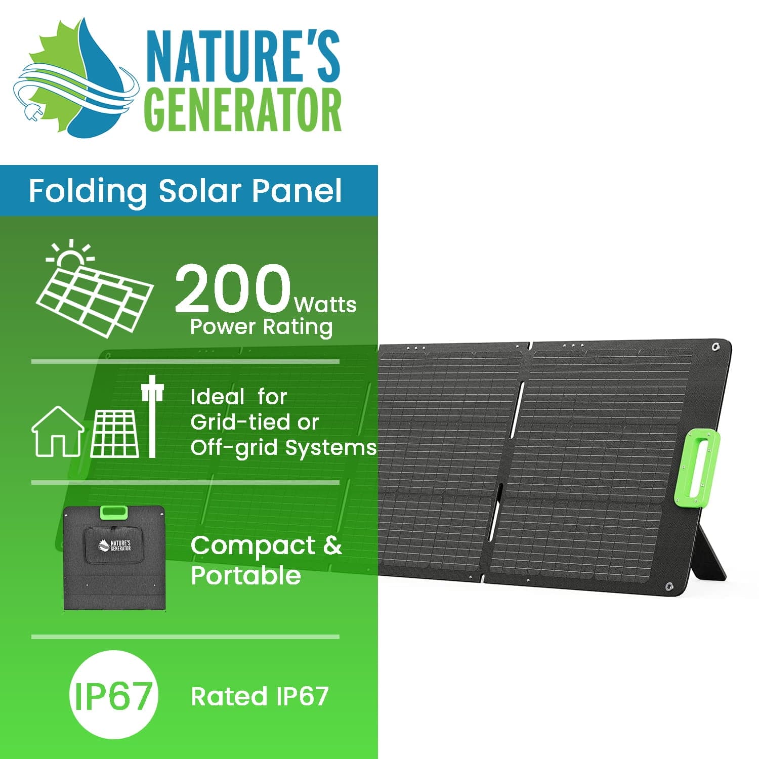 Nature's Generator 200W Folding Solar Panel Nature's Generator 200W Folding Solar Panel