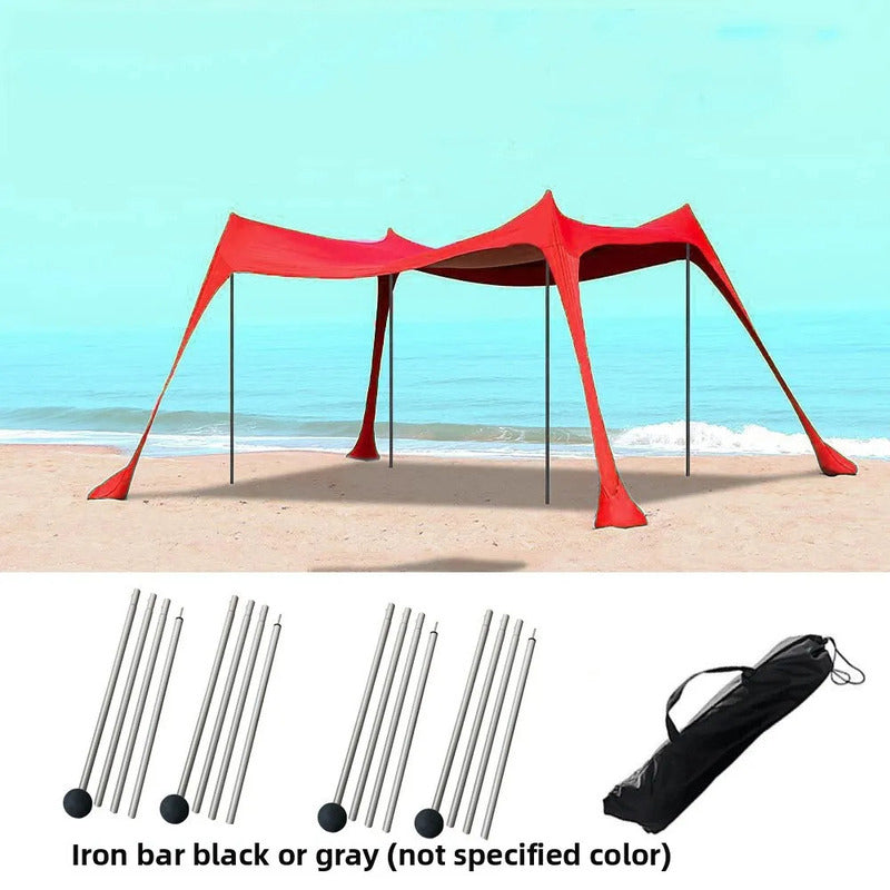 Family beach tent, large pop-up parasol, beach shelter, sun shade. Stable poles with portable carry bag. Outdoor shade. Family beach tent, large pop-up parasol, beach shelter, sun shade. Stable poles with portable carry bag. Outdoor shade.