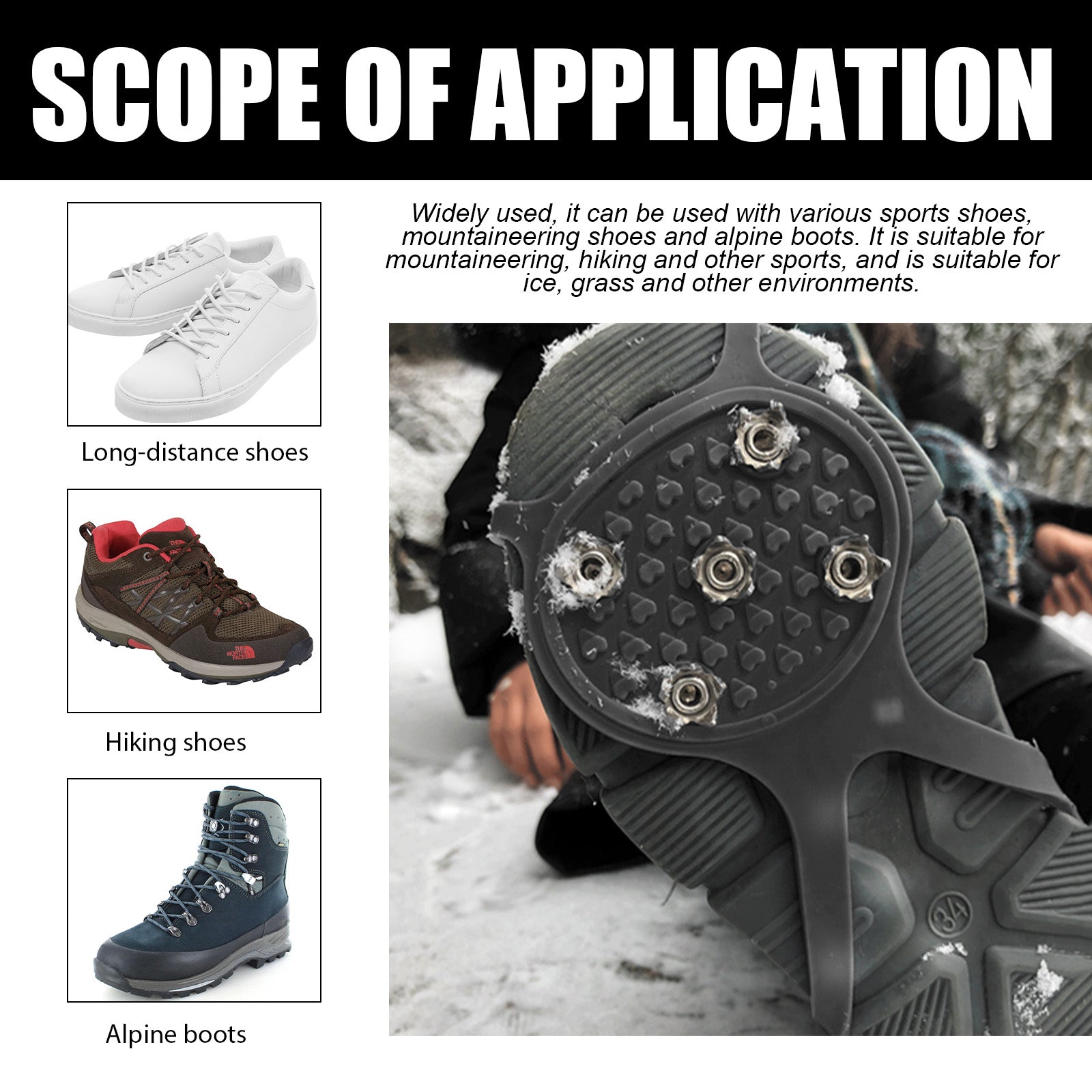 Universelle Rutschfeste Greiferspitzen, Outdoor Crampons Snowshoe Cover Mountaineering Sports Fall Easy To Wear And Take Off Shoe Cover Universelle Rutschfeste Greiferspitzen, Outdoor Crampons Snowshoe Cover Mountaineering Sports Fall Easy To Wear And Take Off Shoe Cover