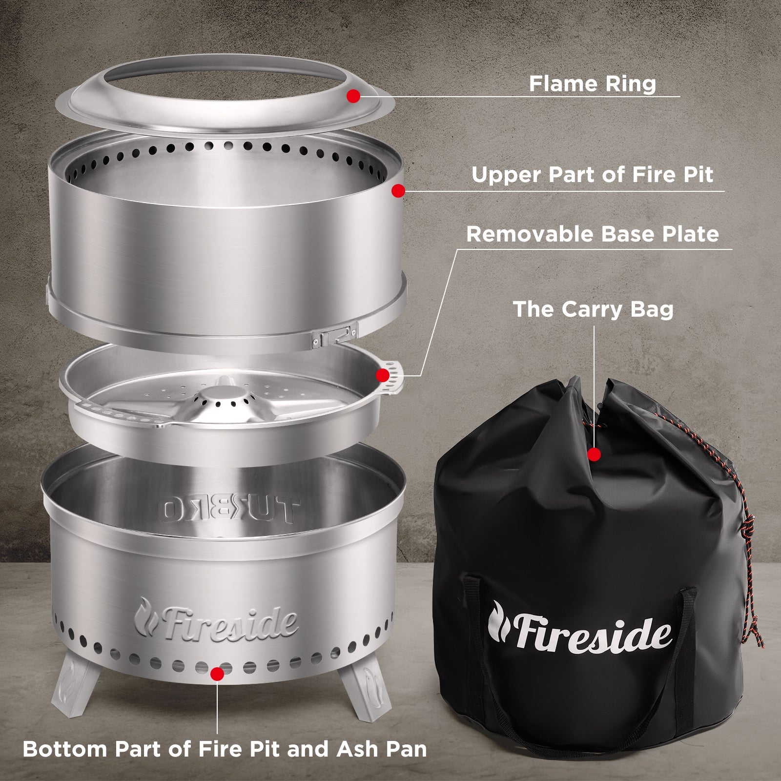 Pluto R19-SS Smokeless Outdoor Fire Pit -  Stainless Steel Pluto R19-SS Smokeless Outdoor Fire Pit -  Stainless Steel