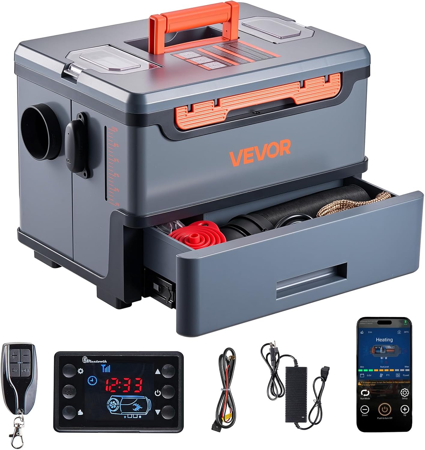 VEVOR Diesel Heater 8KW, DC 12V/24V, All in One Portable Diesel Air Heater with Bluetooth APP Control, Remote Control and LCD Screen, 1.9 Gal Fuel Tank for Trucks, Vans, RVs, Campers, and Garages VEVOR Diesel Heater 8KW, DC 12V/24V, All in One Portable Diesel Air Heater with Bluetooth APP Control, Remote Control and LCD Screen, 1.9 Gal Fuel Tank for Trucks, Vans, RVs, Campers, and Garages