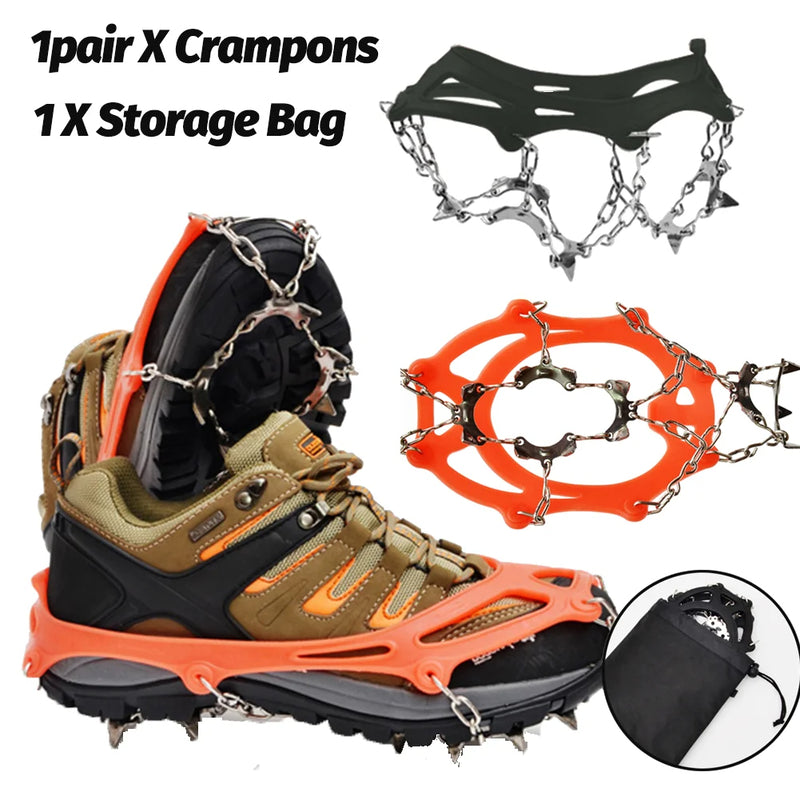 1 Pair Outdoor Climbing Non-slip Ice Snow Grippers 13 Teeth Spike Cleats Crampons for Family Outdoor Camping Accessories 1 Pair Outdoor Climbing Non-slip Ice Snow Grippers 13 Teeth Spike Cleats Crampons for Family Outdoor Camping Accessories