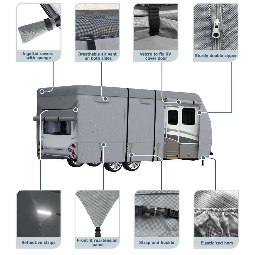 Umbrauto RV Cover,7 Layers Travel Trailer Cover, Waterproof Camper Cover,Grey Umbrauto RV Cover,7 Layers Travel Trailer Cover, Waterproof Camper Cover,Grey