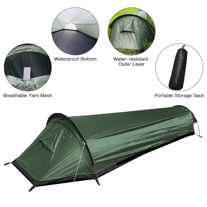 Camping Single Person Tent Ultralight Compact Outdoor Sleeping Bag Tent Larger Space Waterproof Backpacking Tent Cover Hiking Camping Single Person Tent Ultralight Compact Outdoor Sleeping Bag Tent Larger Space Waterproof Backpacking Tent Cover Hiking