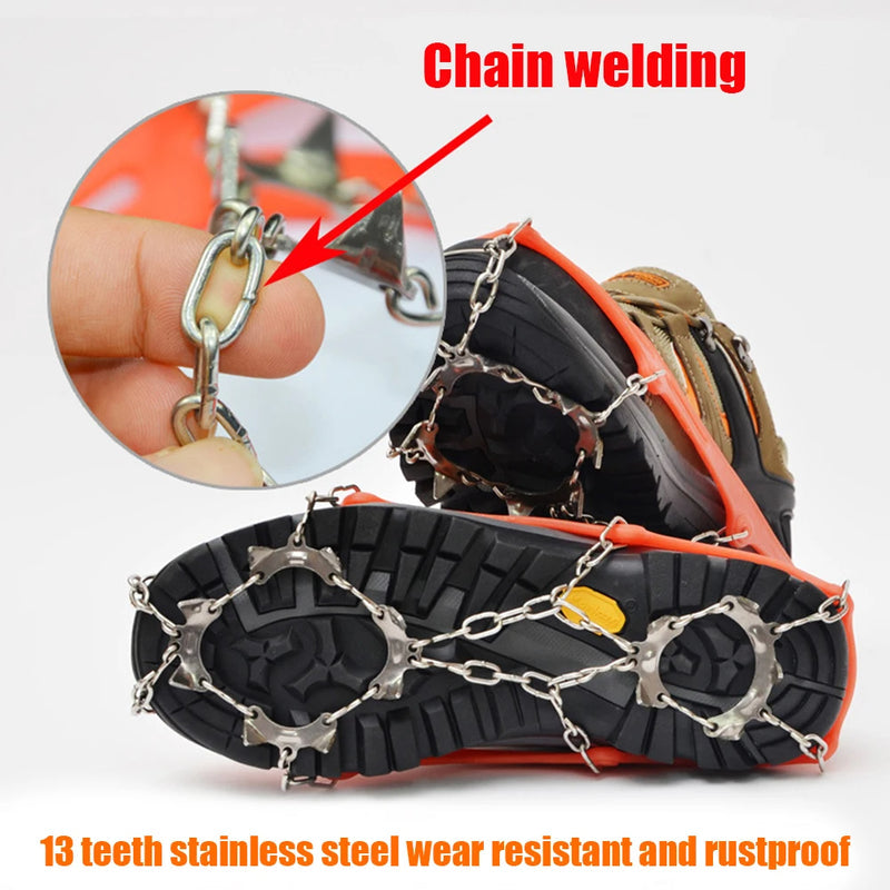 1 Pair Outdoor Climbing Non-slip Ice Snow Grippers 13 Teeth Spike Cleats Crampons for Family Outdoor Camping Accessories 1 Pair Outdoor Climbing Non-slip Ice Snow Grippers 13 Teeth Spike Cleats Crampons for Family Outdoor Camping Accessories