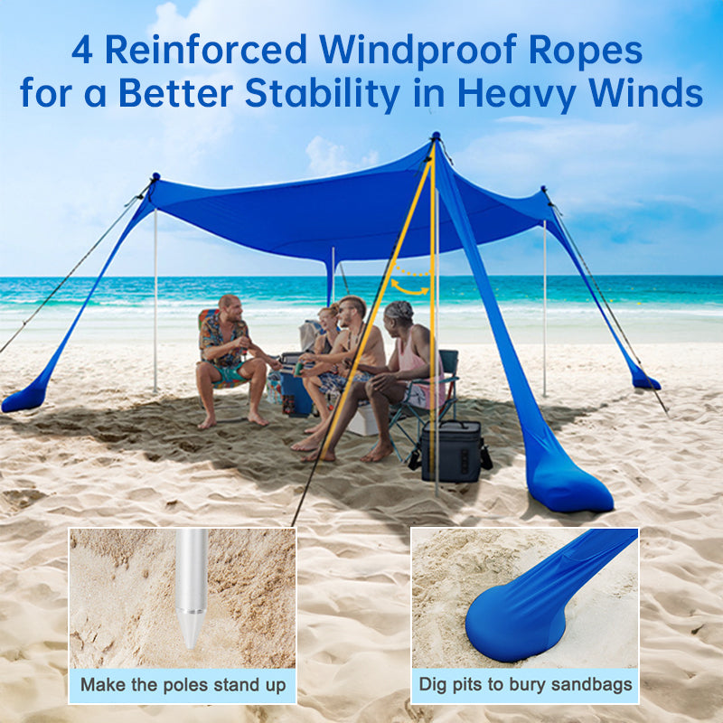 Family beach tent, large pop-up parasol, beach shelter, sun shade. Stable poles with portable carry bag. Outdoor shade. Family beach tent, large pop-up parasol, beach shelter, sun shade. Stable poles with portable carry bag. Outdoor shade.