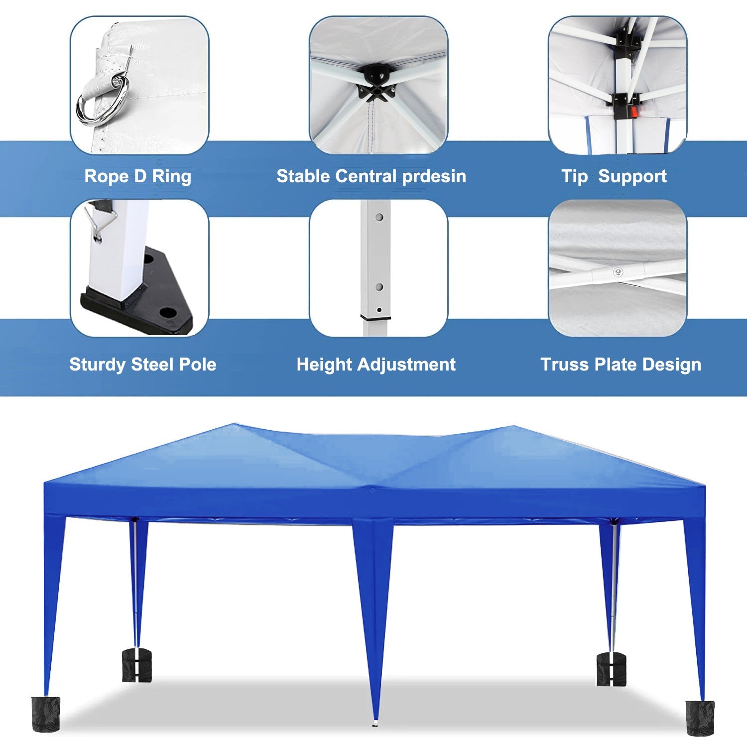 10'x20 'folding canopy with 6 detachable side walls outdoor activity shelters UPF 50+terrace portable tent (blue) 10'x20 'folding canopy with 6 detachable side walls outdoor activity shelters UPF 50+terrace portable tent (blue)