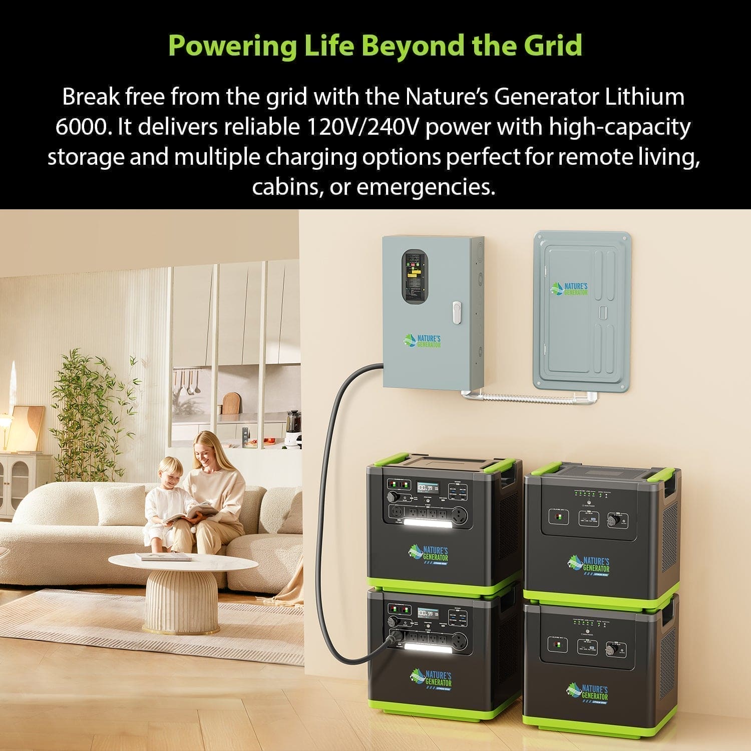 Nature's Generator Lithium 6000 with Solar Panel Nature's Generator Lithium 6000 with Solar Panel