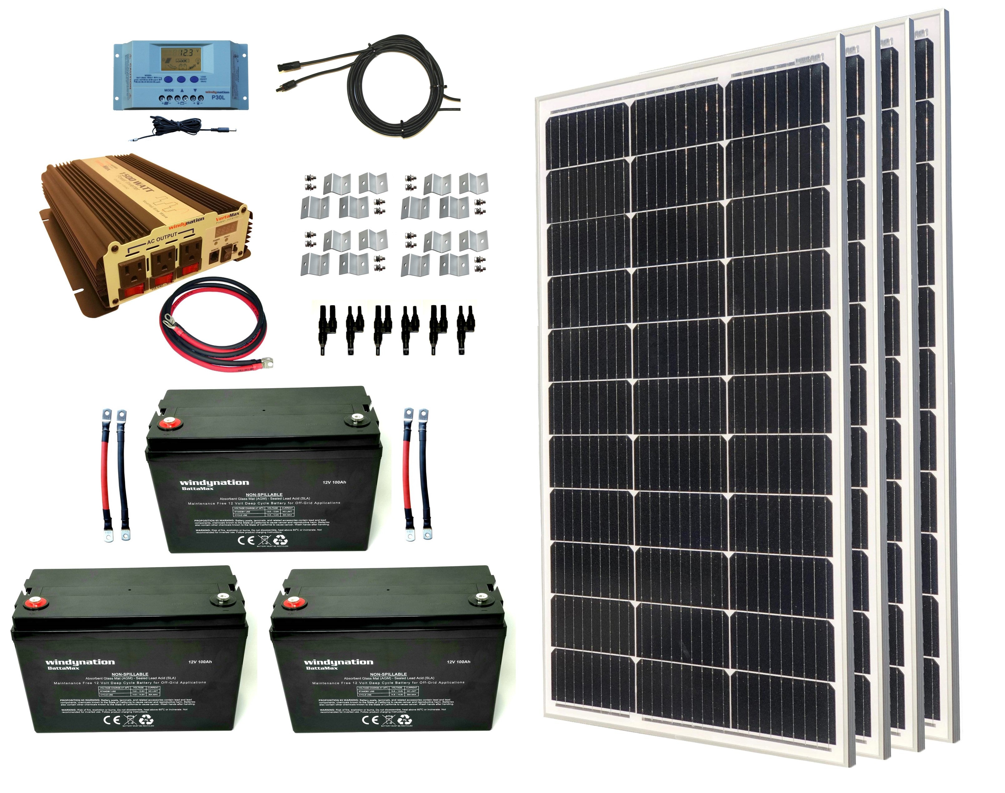400-Watt Monocrystalline Solar Panel Kits with P30L LCD Solar Charge Controller 400-Watt Monocrystalline Solar Panel Kits with P30L LCD Solar Charge Controller