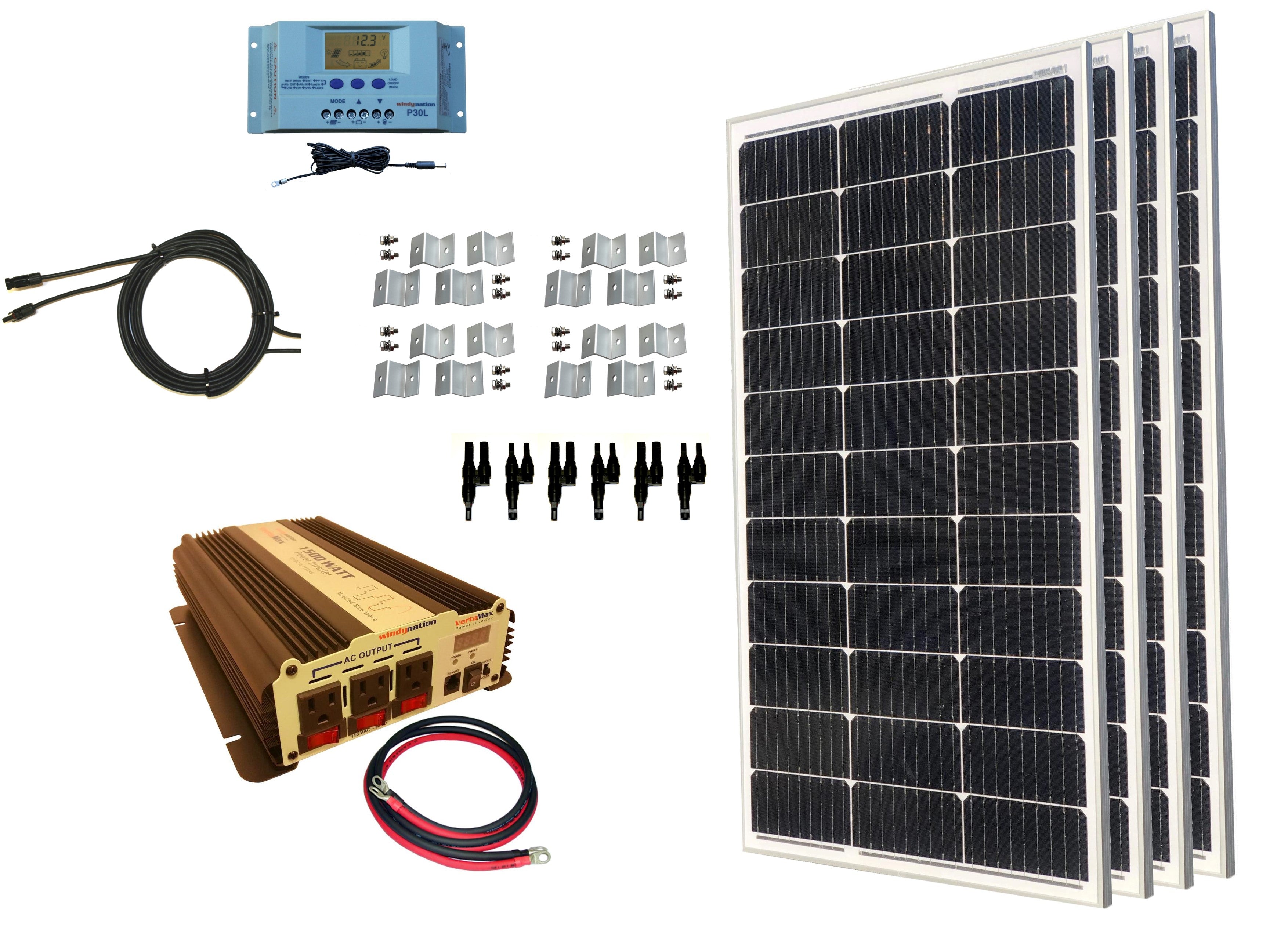 400-Watt Monocrystalline Solar Panel Kits with P30L LCD Solar Charge Controller 400-Watt Monocrystalline Solar Panel Kits with P30L LCD Solar Charge Controller