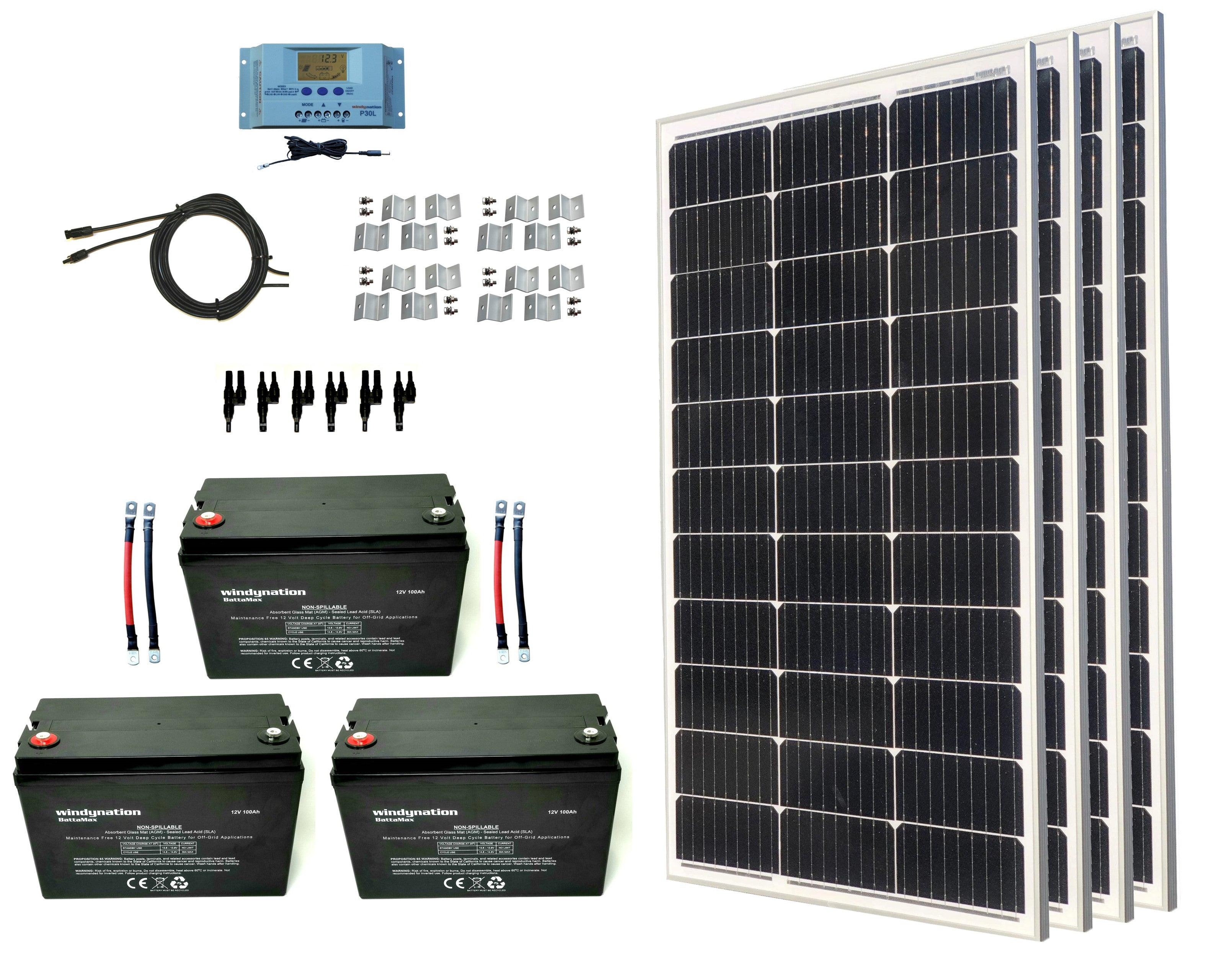 400-Watt Monocrystalline Solar Panel Kits with P30L LCD Solar Charge Controller 400-Watt Monocrystalline Solar Panel Kits with P30L LCD Solar Charge Controller