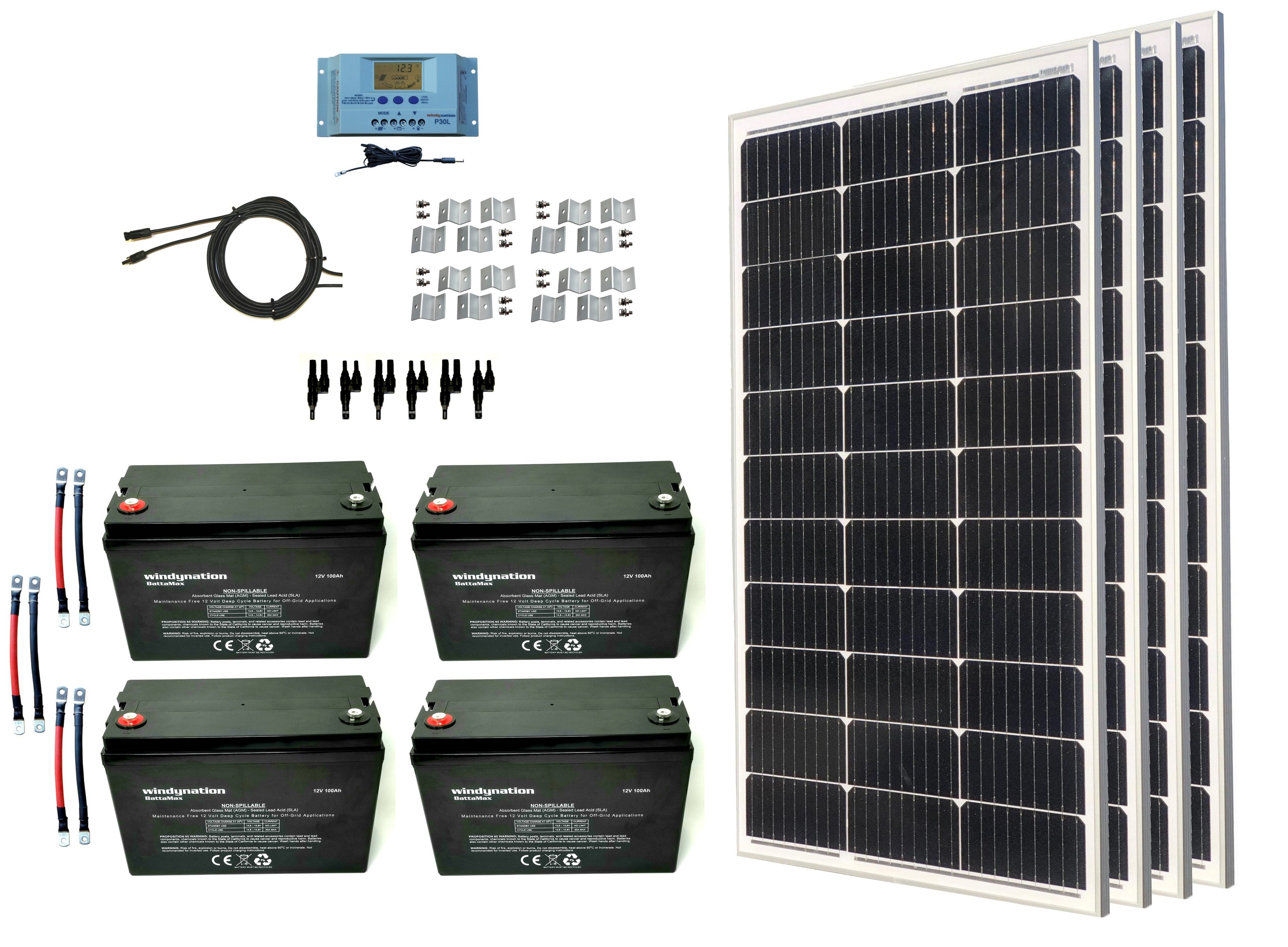 400-Watt Monocrystalline Solar Panel Kits with P30L LCD Solar Charge Controller 400-Watt Monocrystalline Solar Panel Kits with P30L LCD Solar Charge Controller