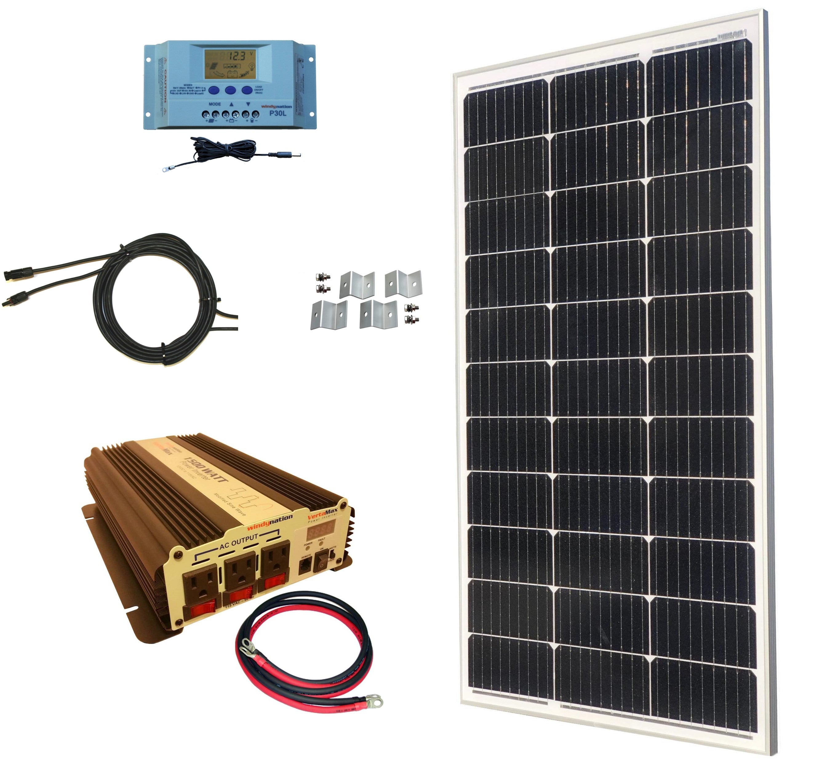 100-Watt Monocrystalline Solar Panel Kits with P30L LCD Solar Charge Controller 100-Watt Monocrystalline Solar Panel Kits with P30L LCD Solar Charge Controller