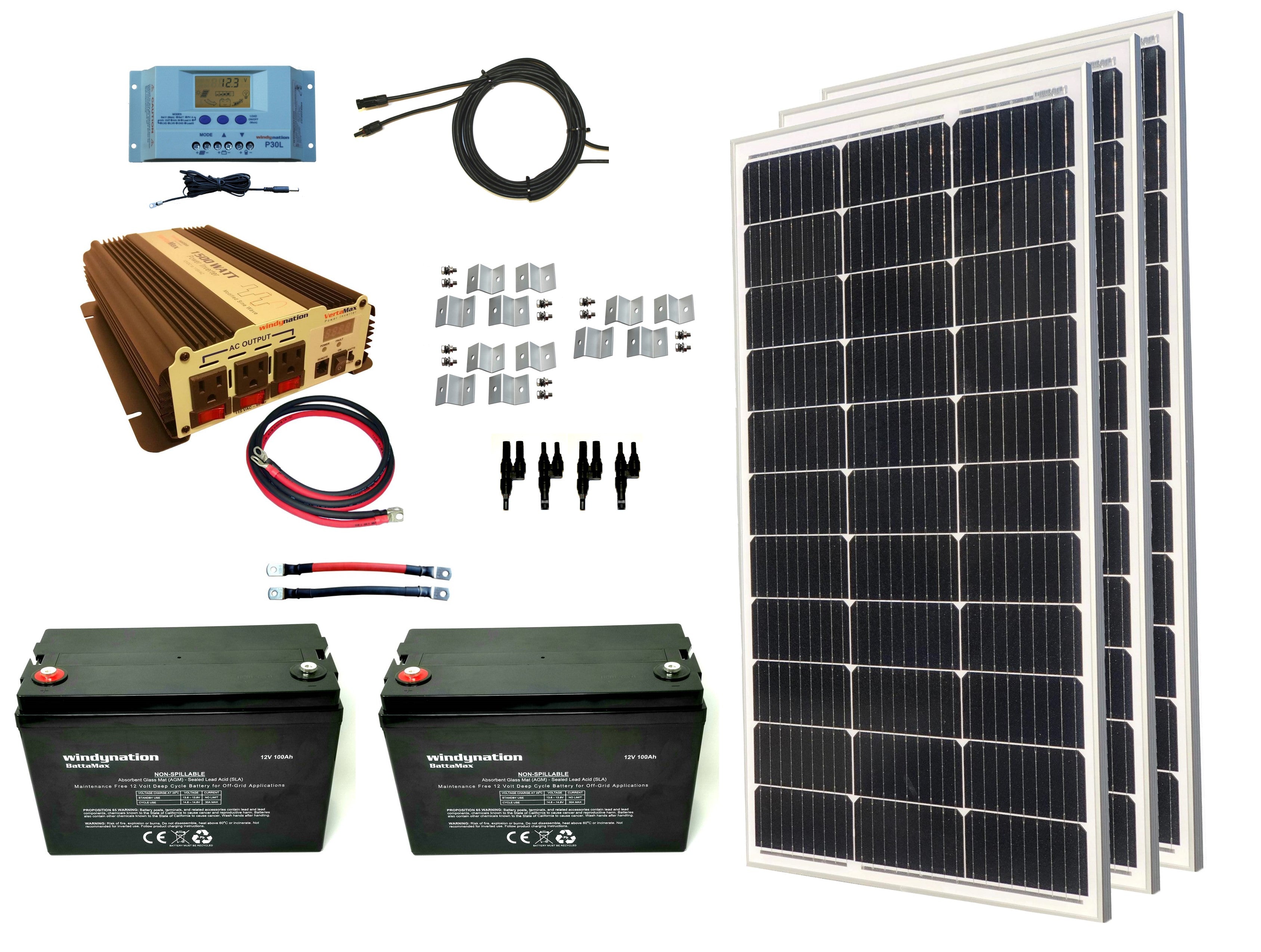 300-Watt Monocrystalline Solar Panel Kits with P30L LCD Solar Charge Controller 300-Watt Monocrystalline Solar Panel Kits with P30L LCD Solar Charge Controller