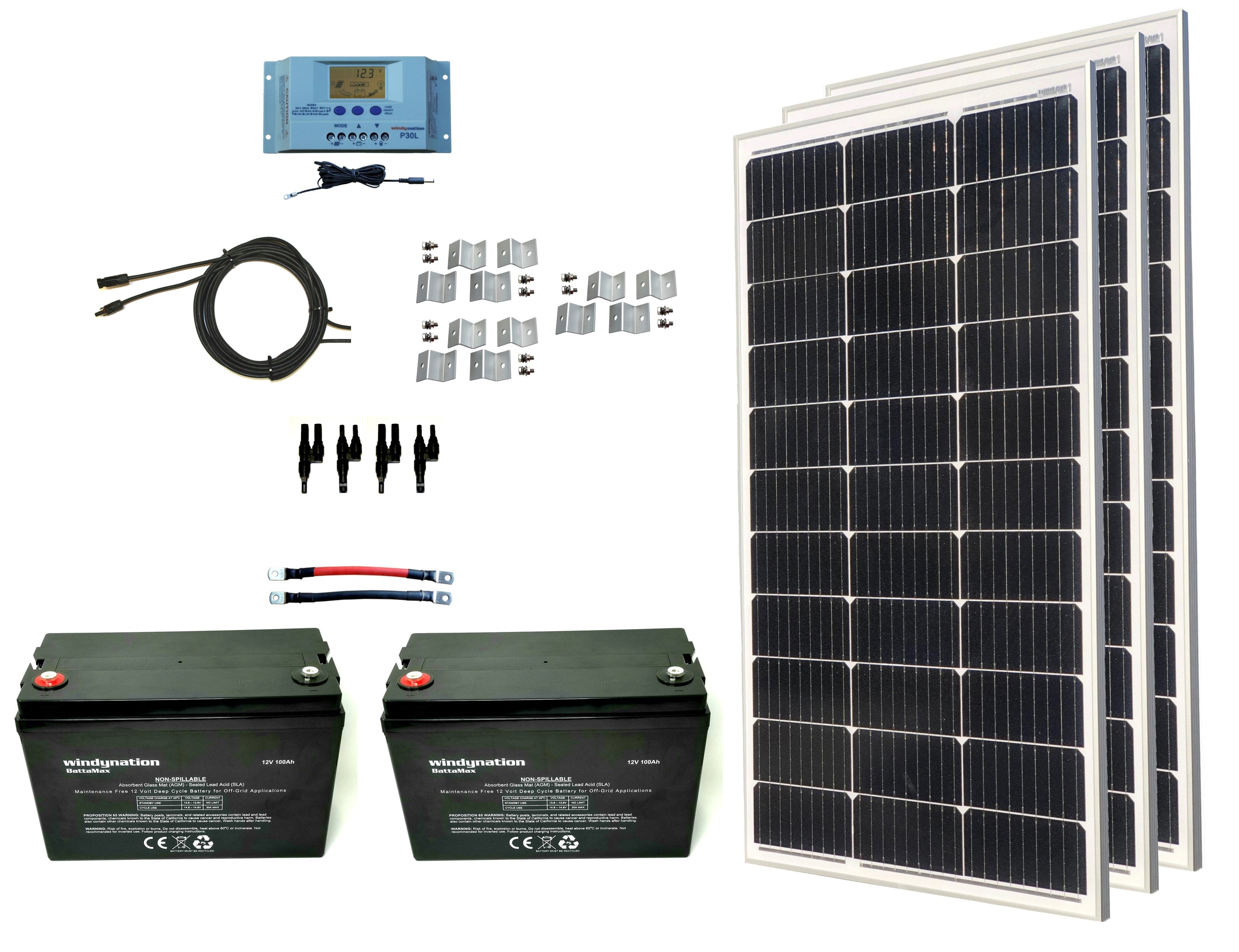 300-Watt Monocrystalline Solar Panel Kits with P30L LCD Solar Charge Controller 300-Watt Monocrystalline Solar Panel Kits with P30L LCD Solar Charge Controller