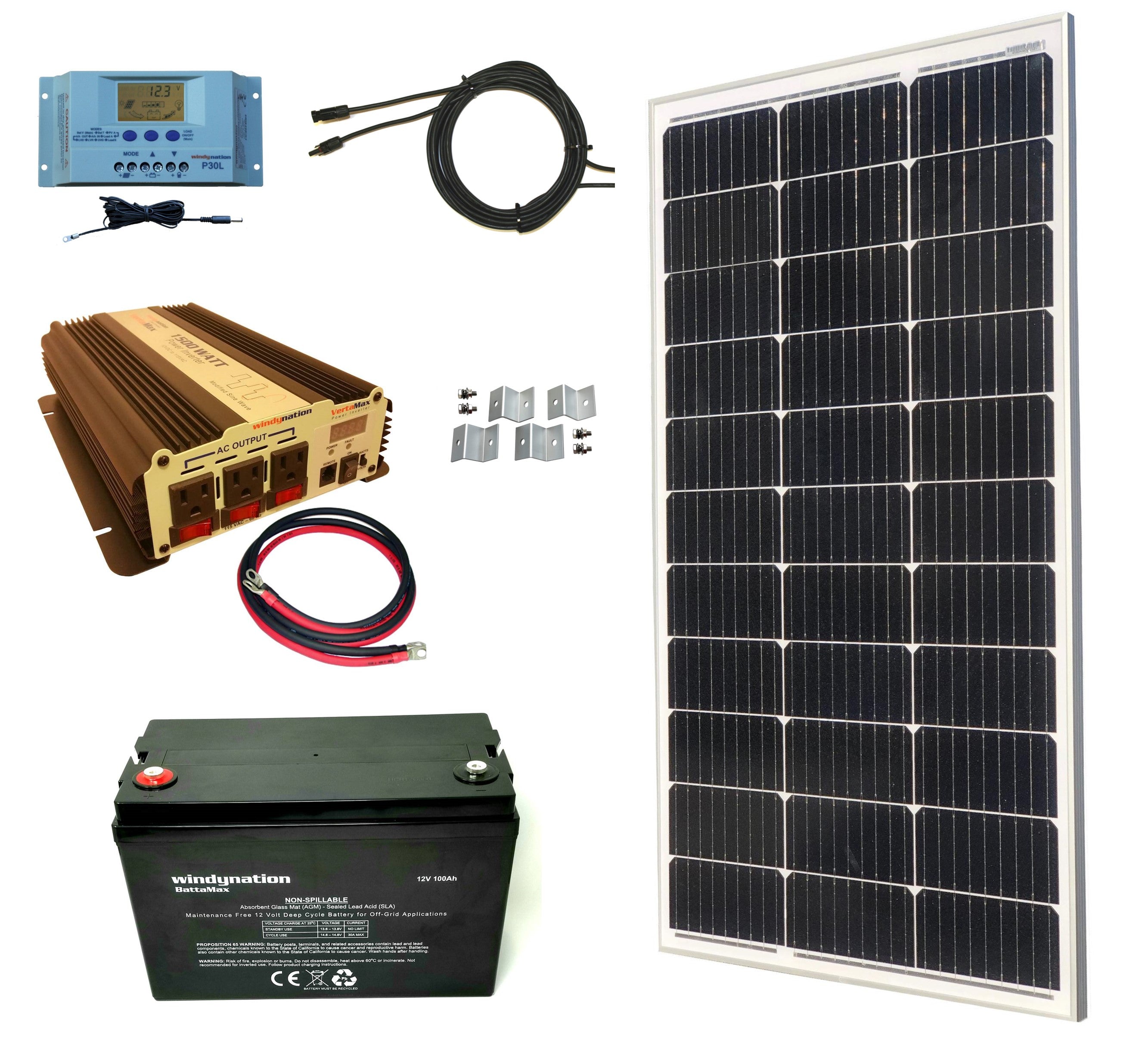 100-Watt Monocrystalline Solar Panel Kits with P30L LCD Solar Charge Controller 100-Watt Monocrystalline Solar Panel Kits with P30L LCD Solar Charge Controller