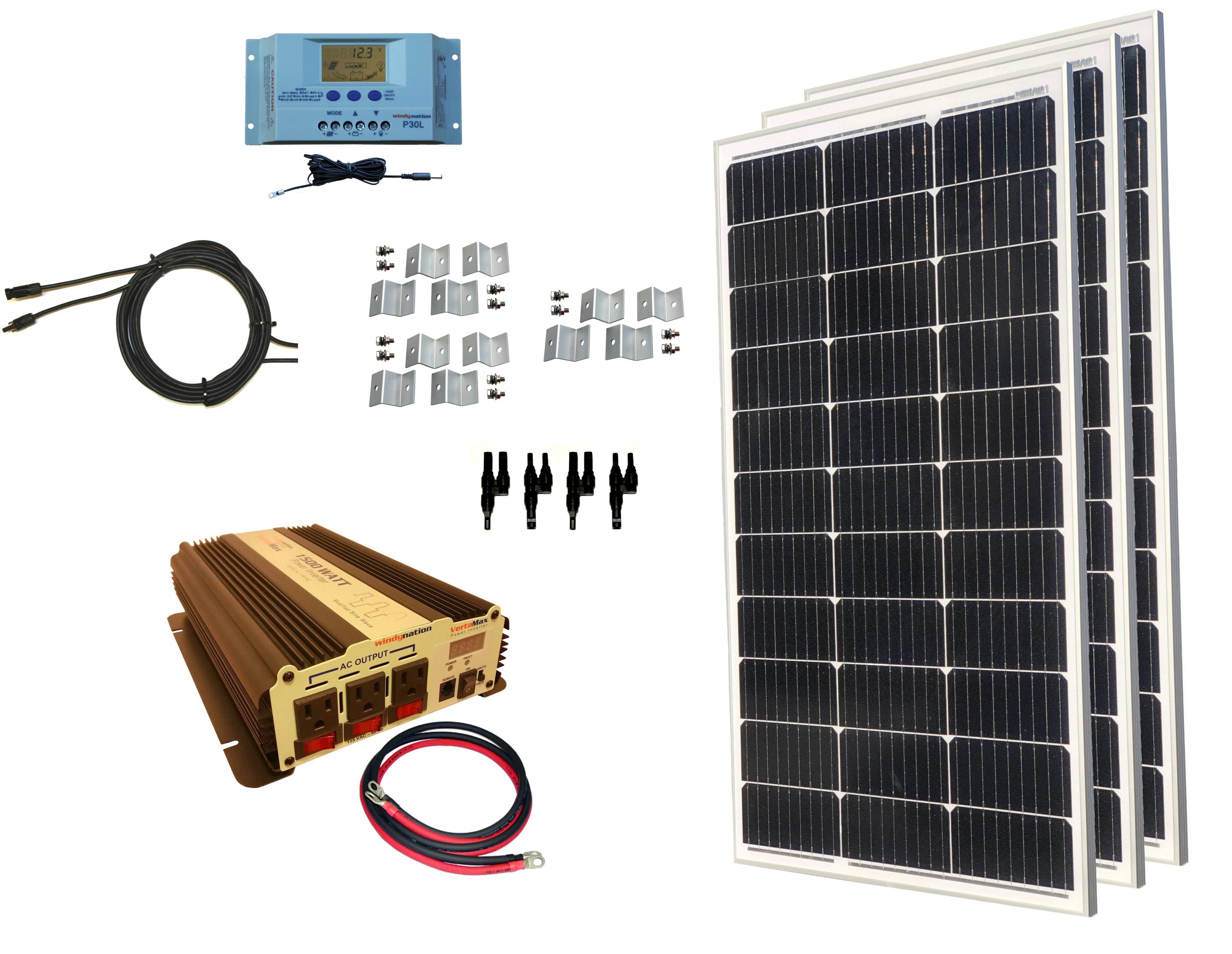 300-Watt Monocrystalline Solar Panel Kits with P30L LCD Solar Charge Controller 300-Watt Monocrystalline Solar Panel Kits with P30L LCD Solar Charge Controller
