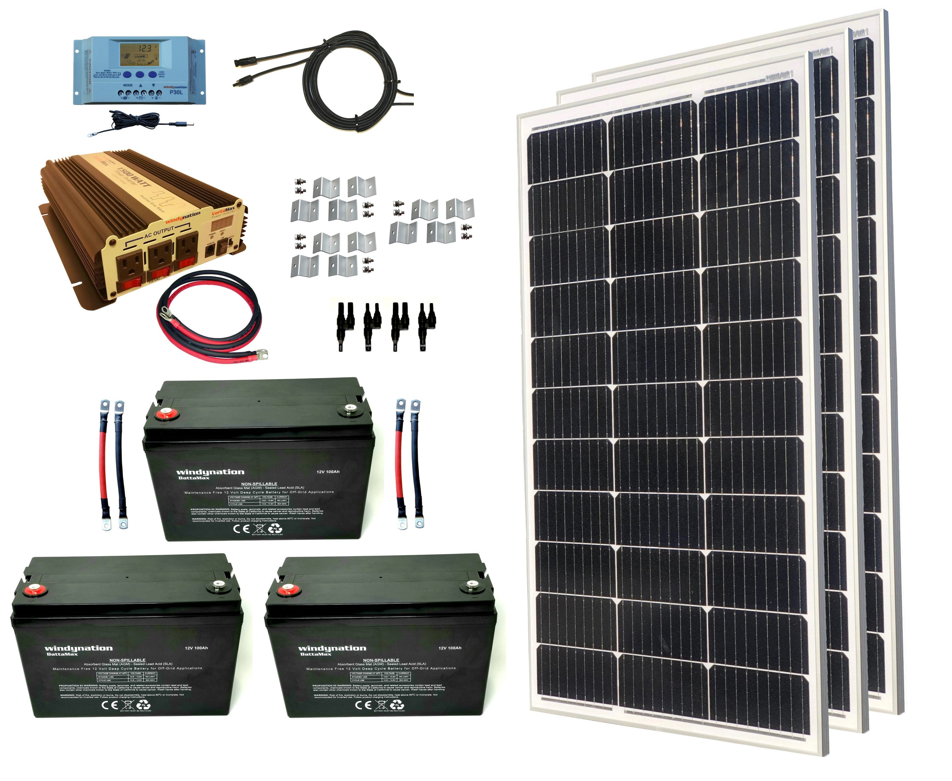 300-Watt Monocrystalline Solar Panel Kits with P30L LCD Solar Charge Controller 300-Watt Monocrystalline Solar Panel Kits with P30L LCD Solar Charge Controller