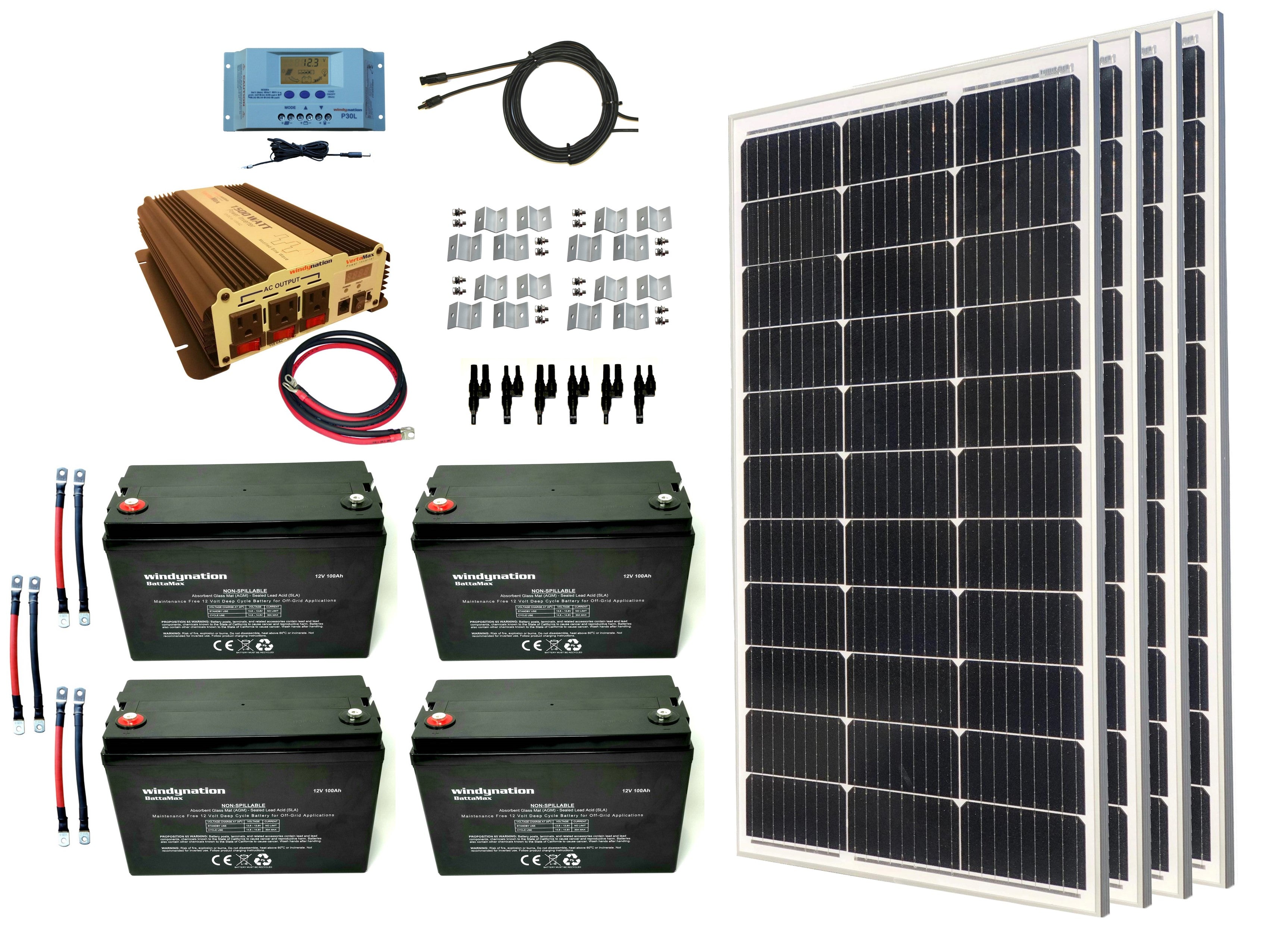 400-Watt Monocrystalline Solar Panel Kits with P30L LCD Solar Charge Controller 400-Watt Monocrystalline Solar Panel Kits with P30L LCD Solar Charge Controller