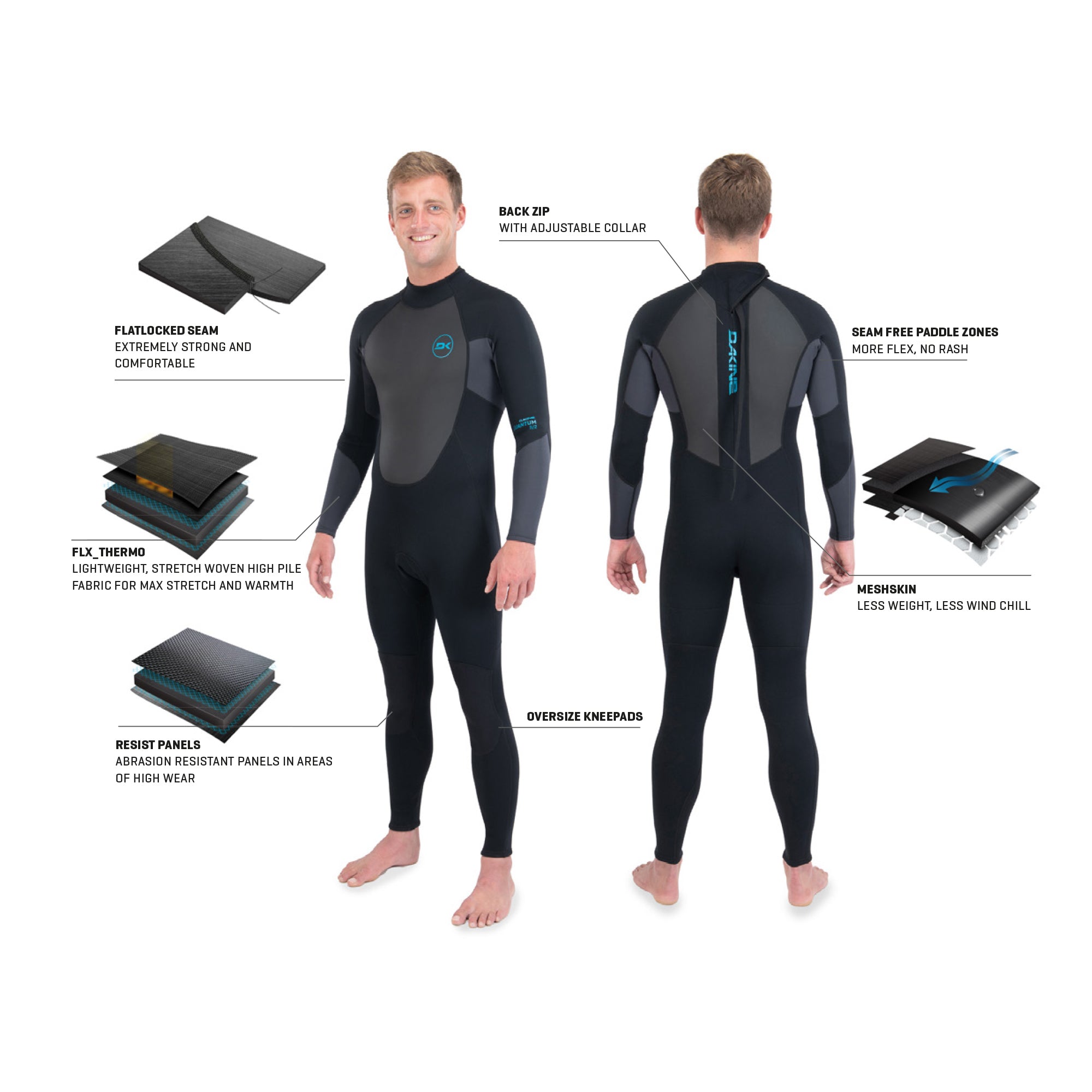 Dakine Mens Quantum Back Zip 3/2mm F/L Dakine Mens Quantum Back Zip 3/2mm F/L