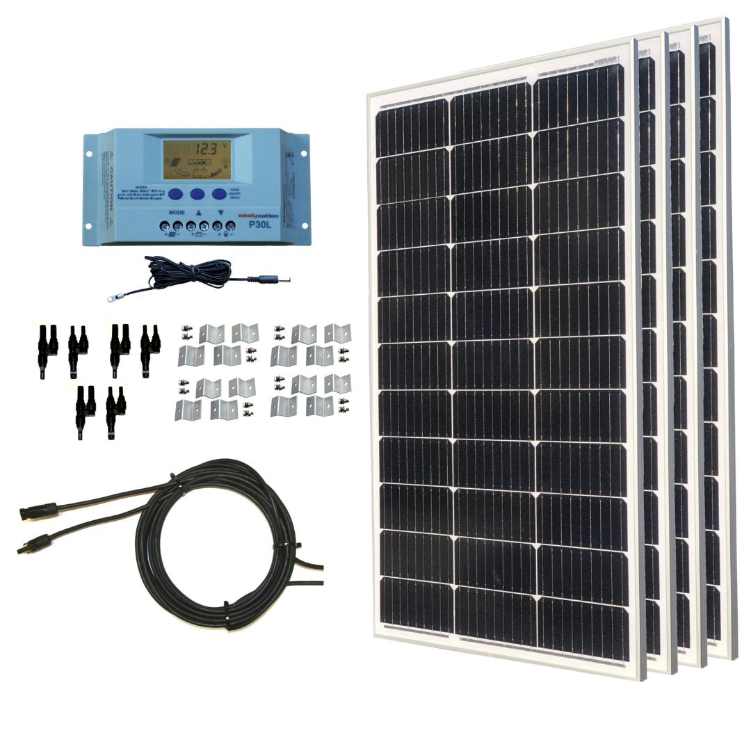 400-Watt Monocrystalline Solar Panel Kits with P30L LCD Solar Charge Controller 400-Watt Monocrystalline Solar Panel Kits with P30L LCD Solar Charge Controller