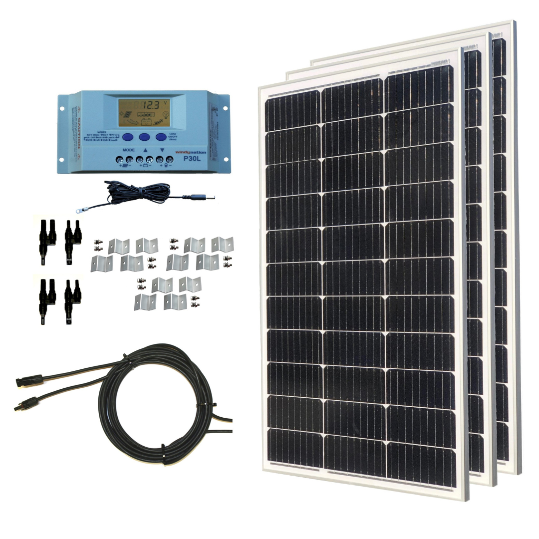 300-Watt Monocrystalline Solar Panel Kits with P30L LCD Solar Charge Controller 300-Watt Monocrystalline Solar Panel Kits with P30L LCD Solar Charge Controller