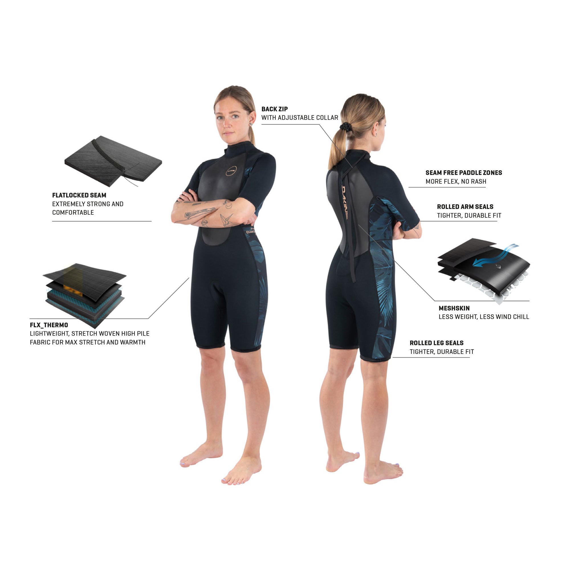 Dakine Womens Quantum Back Zip Shorty 2/2mm Dakine Womens Quantum Back Zip Shorty 2/2mm