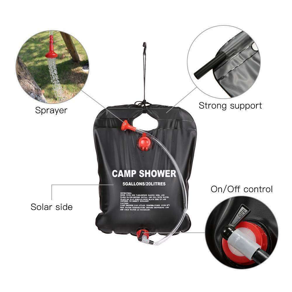 20L Camping Shower Portable Compact Solar Sun Heating Bath Bag Outdoor Travel 20L Camping Shower Portable Compact Solar Sun Heating Bath Bag Outdoor Travel
