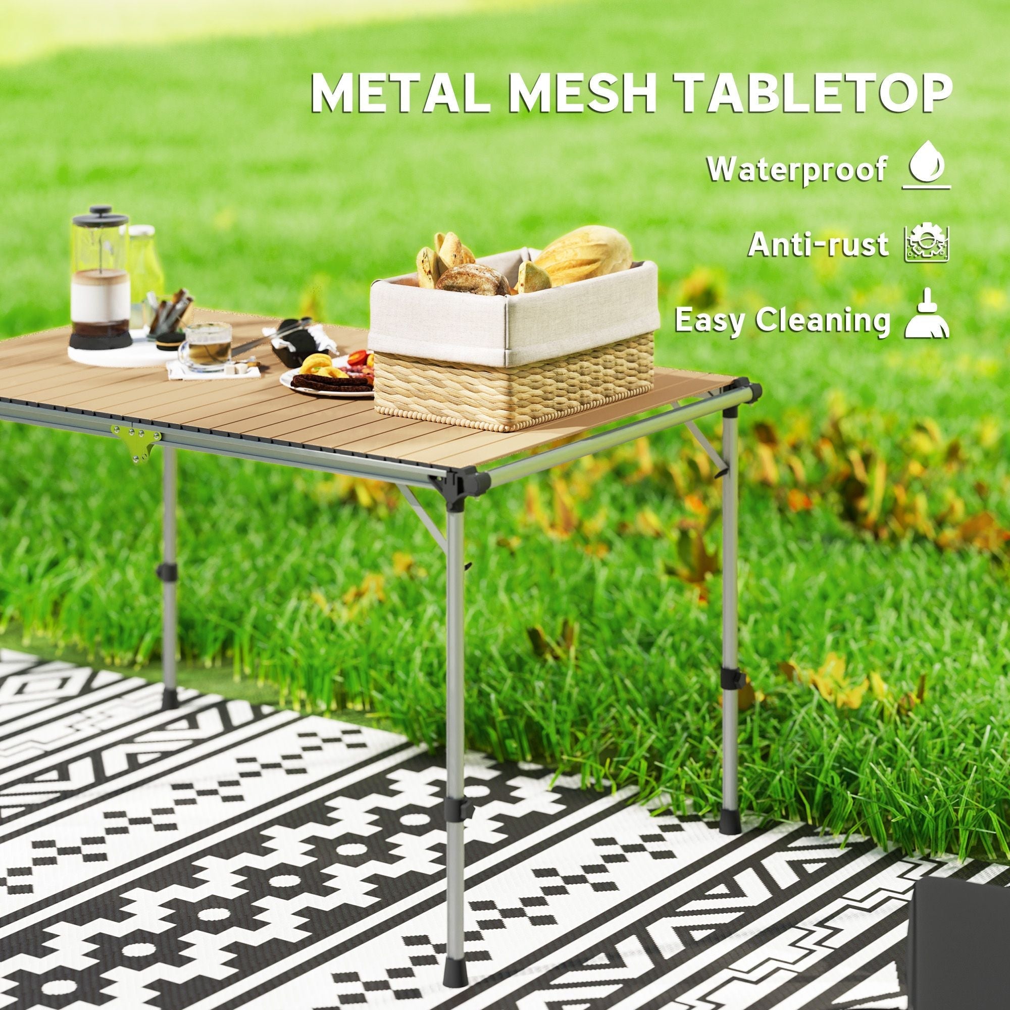 Outsunny Folding Camping Table, Adjustable Height Aluminum Table, Portable Camping Table for Picnic, Beach, BBQ Outsunny Folding Camping Table, Adjustable Height Aluminum Table, Portable Camping Table for Picnic, Beach, BBQ
