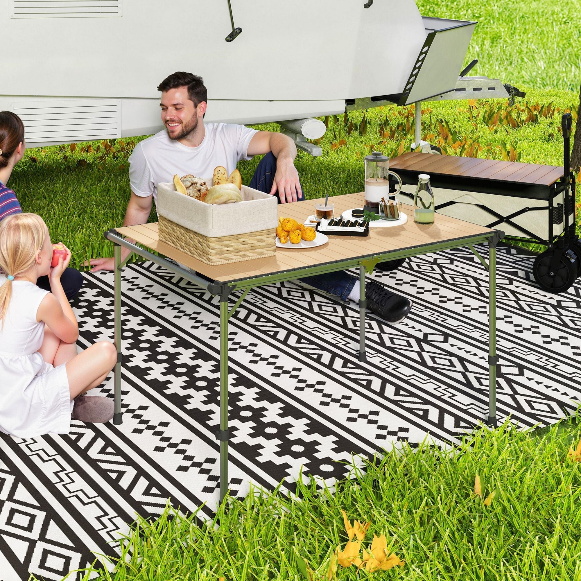Outsunny Folding Camping Table, Adjustable Height Aluminum Table, Portable Camping Table for Picnic, Beach, BBQ Outsunny Folding Camping Table, Adjustable Height Aluminum Table, Portable Camping Table for Picnic, Beach, BBQ