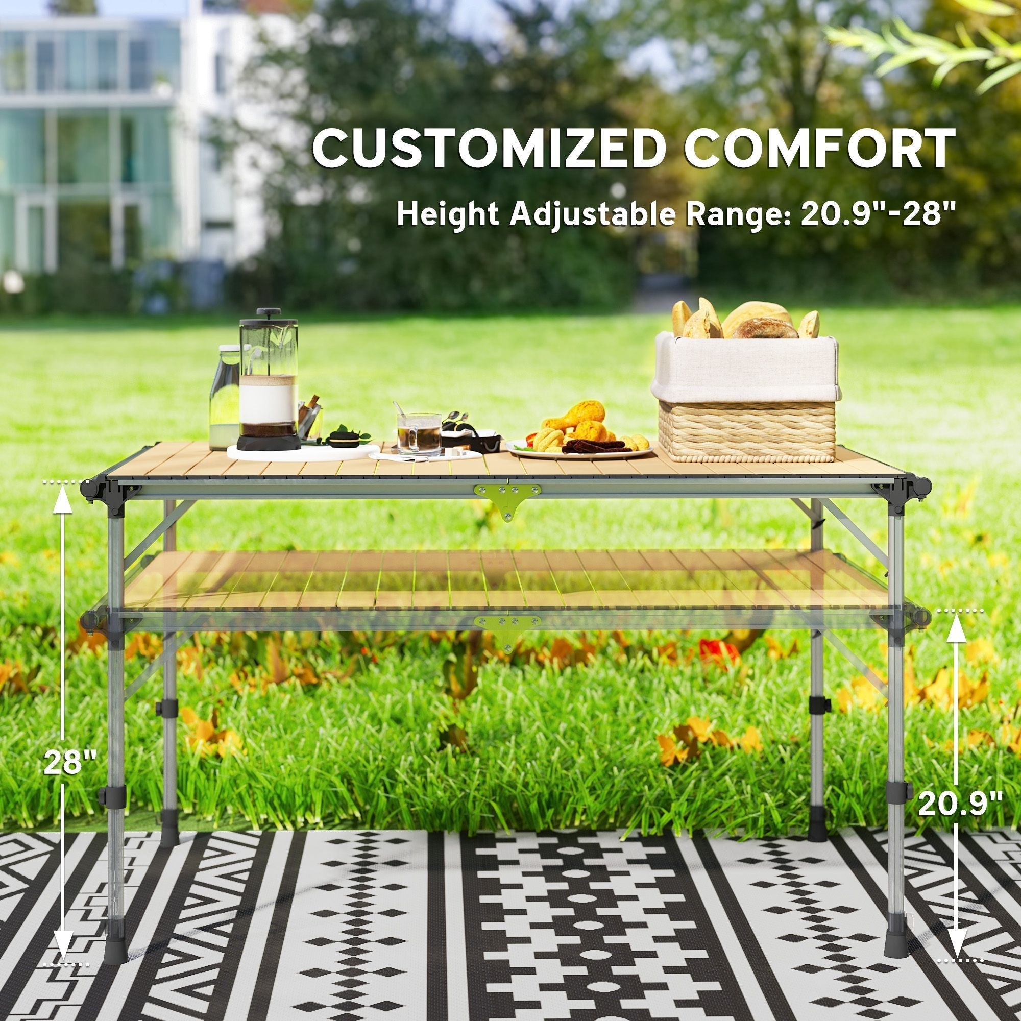 Outsunny Folding Camping Table, Adjustable Height Aluminum Table, Portable Camping Table for Picnic, Beach, BBQ Outsunny Folding Camping Table, Adjustable Height Aluminum Table, Portable Camping Table for Picnic, Beach, BBQ