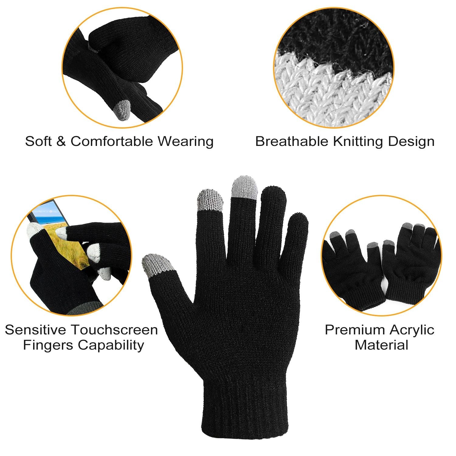 Unisex Touch Screen Gloves Full Finger Winter Warm Knitted Gloves For Warmth Running Cycling Camping Hiking Unisex Touch Screen Gloves Full Finger Winter Warm Knitted Gloves For Warmth Running Cycling Camping Hiking