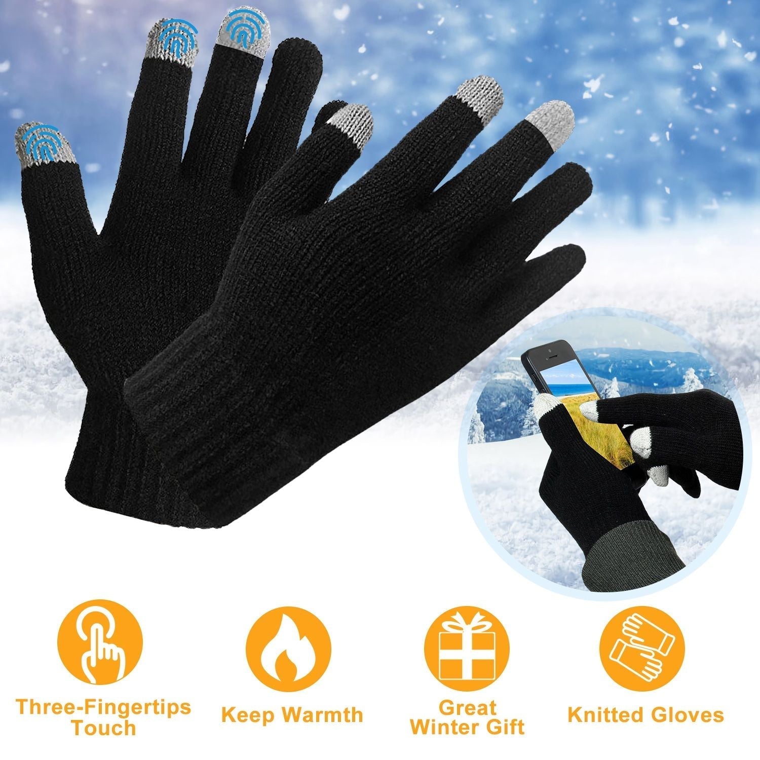 Unisex Touch Screen Gloves Full Finger Winter Warm Knitted Gloves For Warmth Running Cycling Camping Hiking Unisex Touch Screen Gloves Full Finger Winter Warm Knitted Gloves For Warmth Running Cycling Camping Hiking