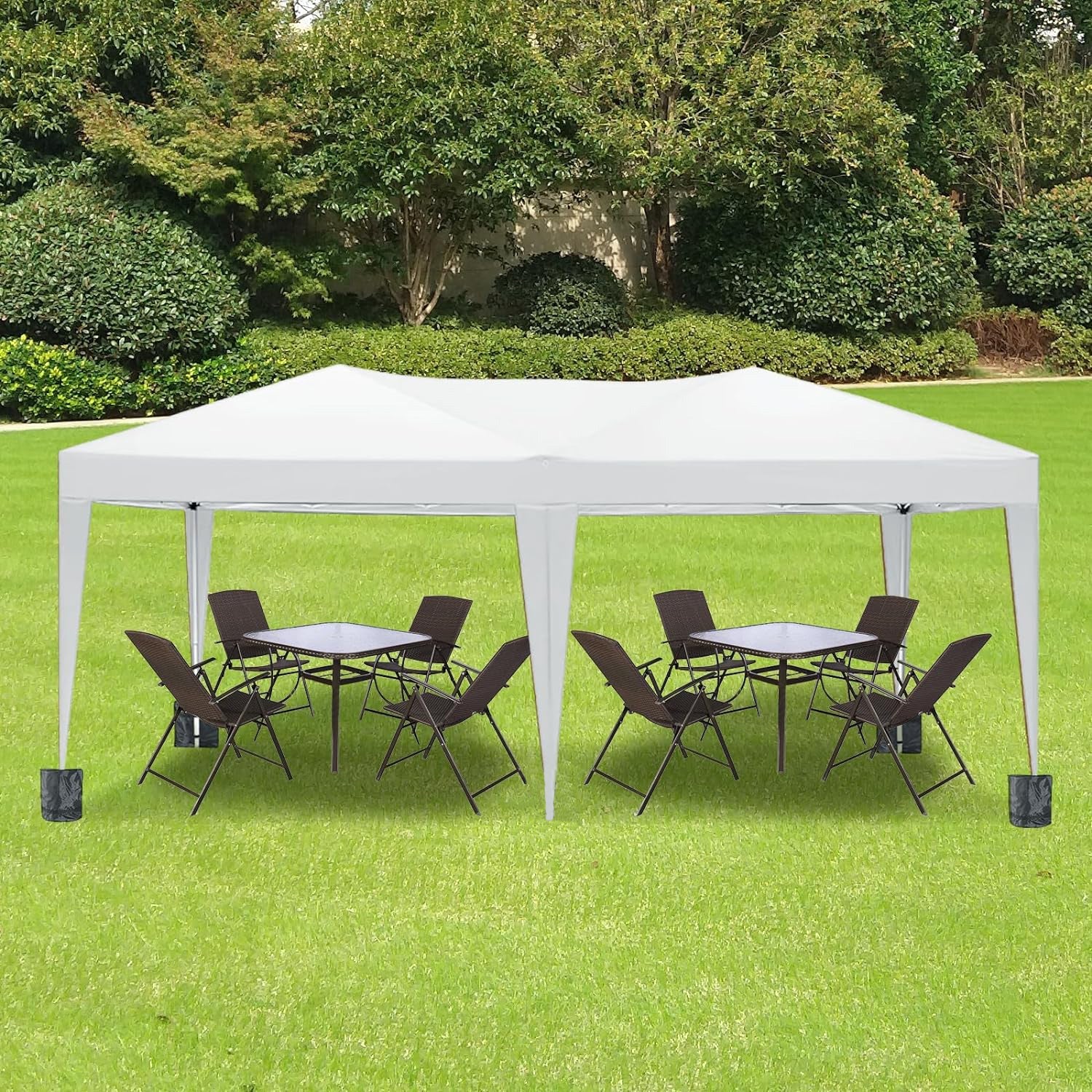 10'x20 'folding canopy with 6 detachable side walls outdoor activity shelters UPF 50+terrace portable tent (white)