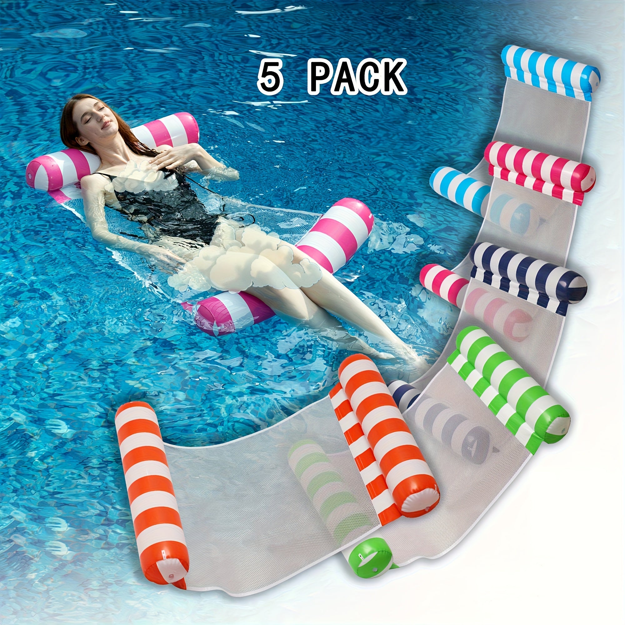 Lucky Rain 5-Piece Adult Inflatable Swim Ring Set – Pool & Beach Float