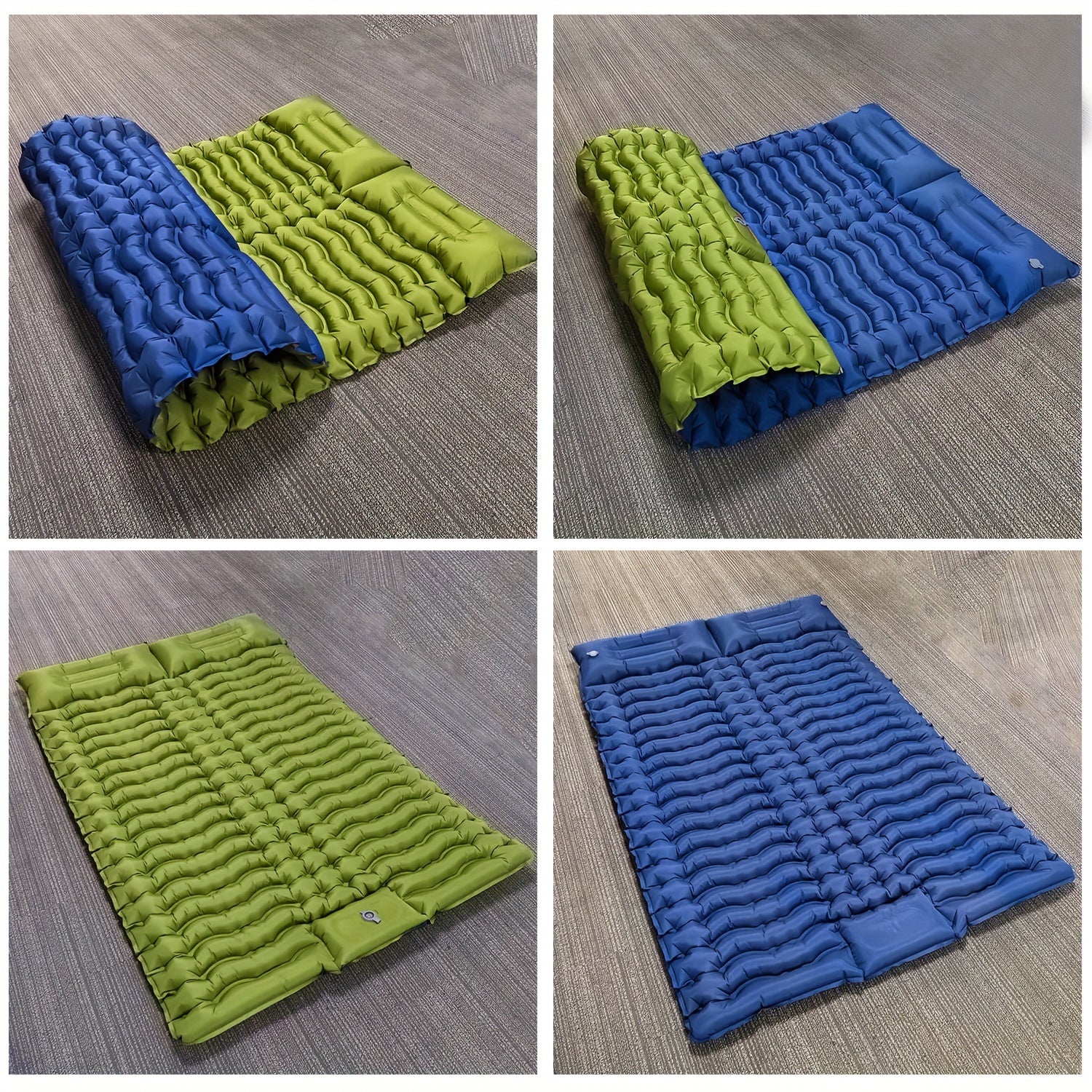 Extra-Thick Double Sleeping Pad – 4" Self-Inflating with Pillows & Foot Pump
