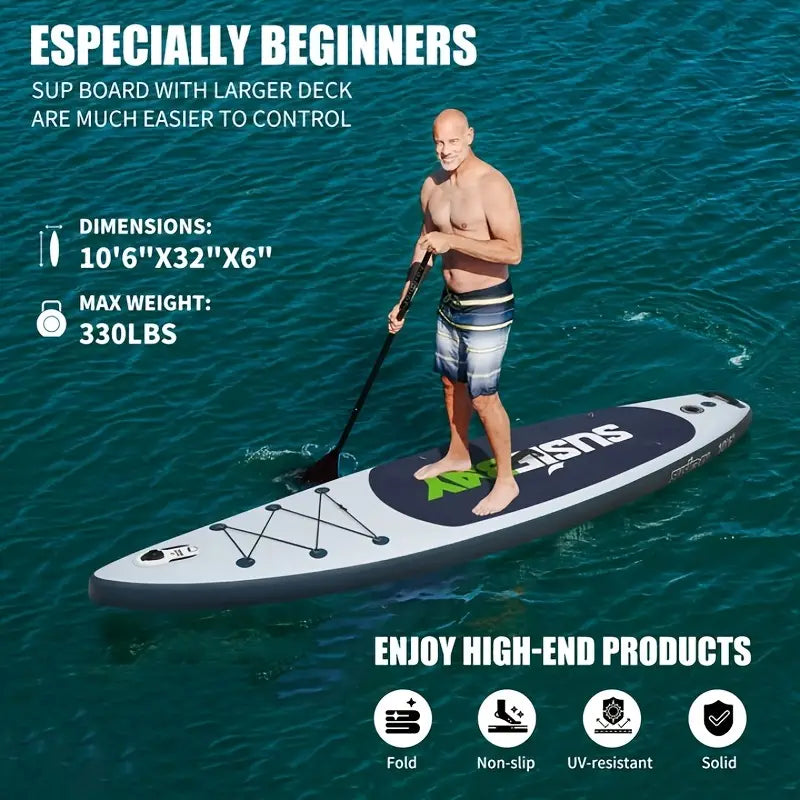 2025 Hurricane-Ready SUP Board｜10ft Inflatable Surf/Yoga Hybrid｜Free 8-Premium Kit｜Military-Grade Deck｜300lbs Capacity｜Labor Day Sale $80 OFF
