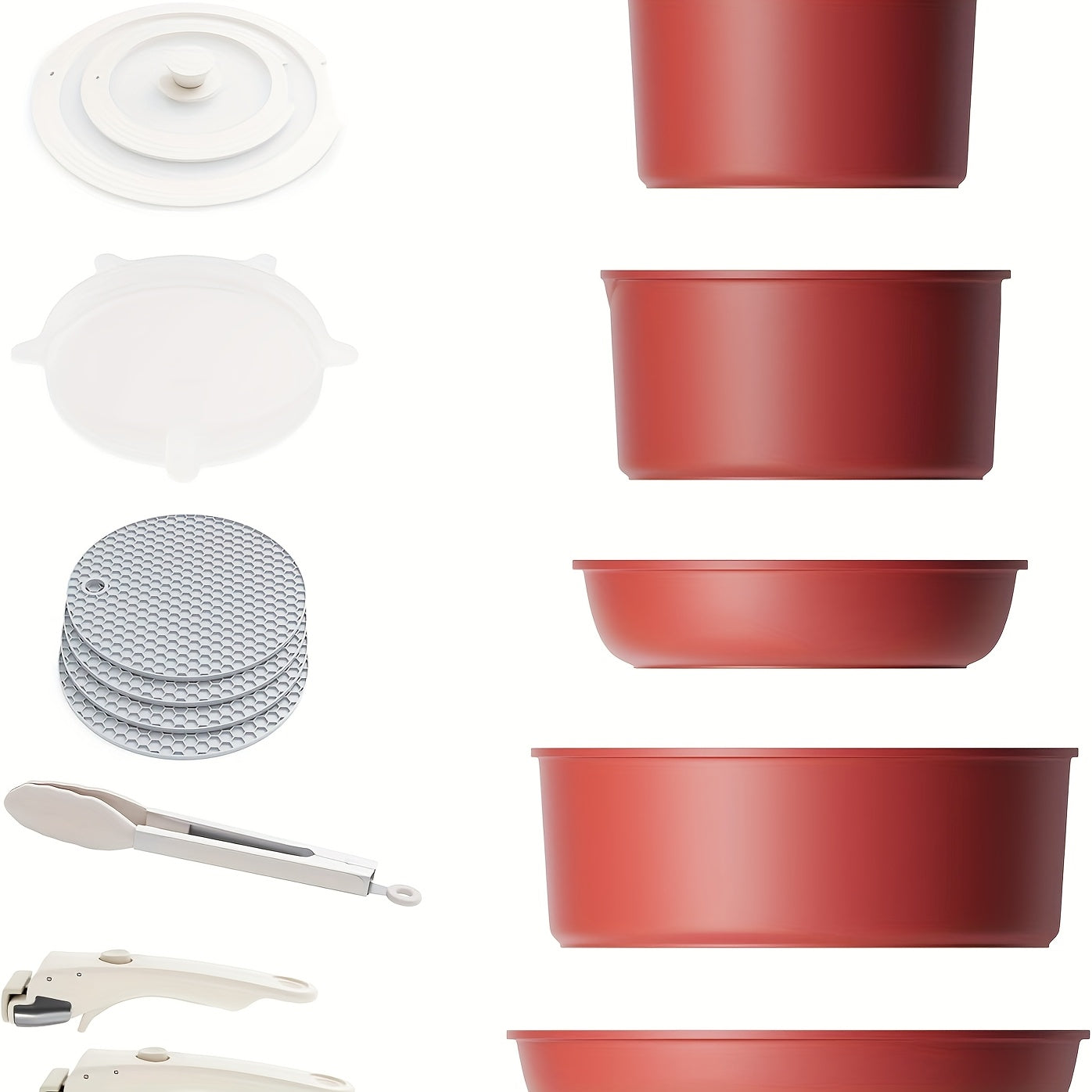 5-Piece Detachable Nonstick Cookware Set – Stackable Pots & Pans with Removable Handles