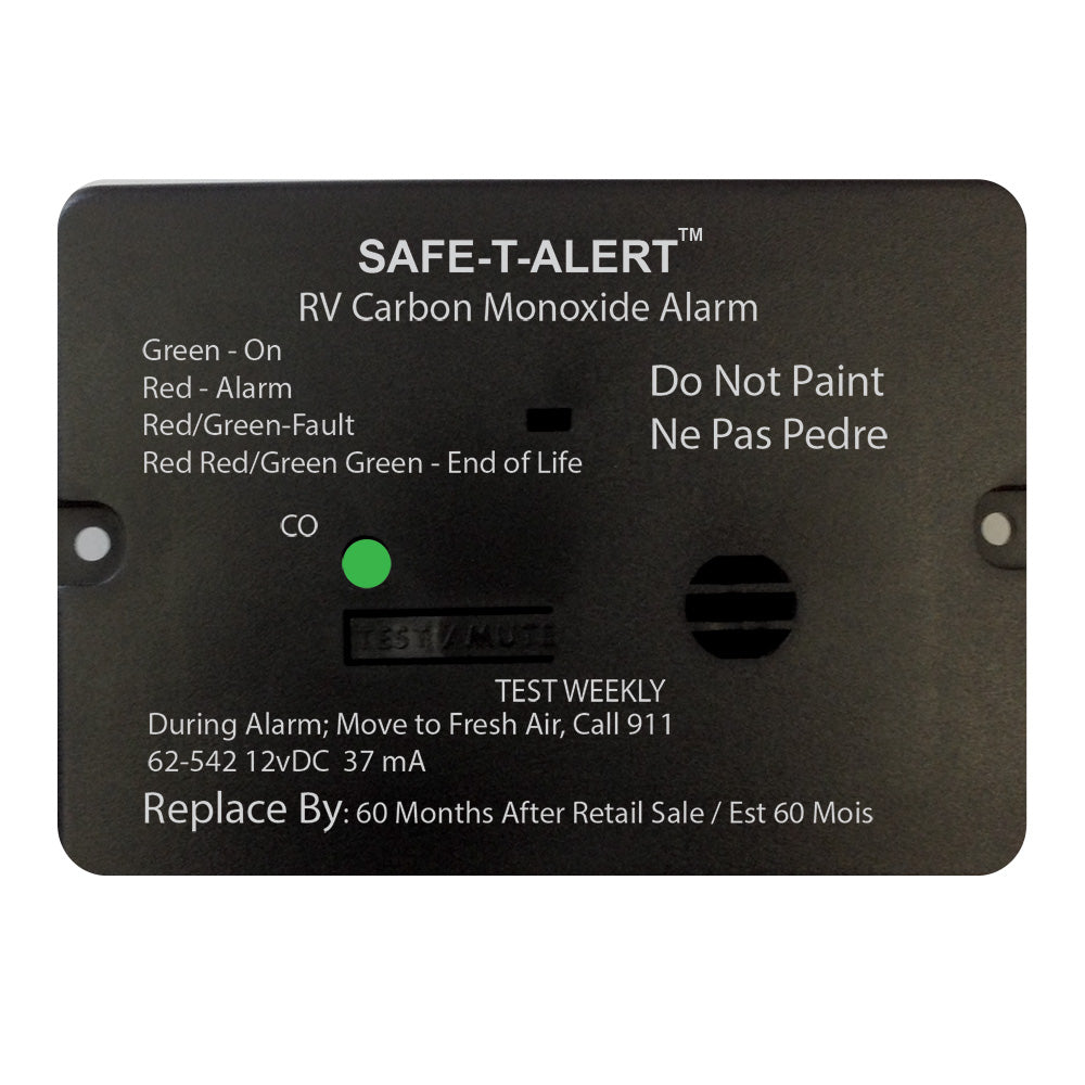 Safe-T-Alert 62 Series 12V RV CO Alarm – Flush Mount, Black