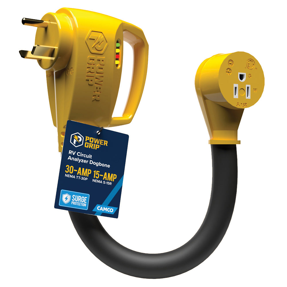 Camco Power Grip 30A-to-15A Circuit Analyzer Adapter
