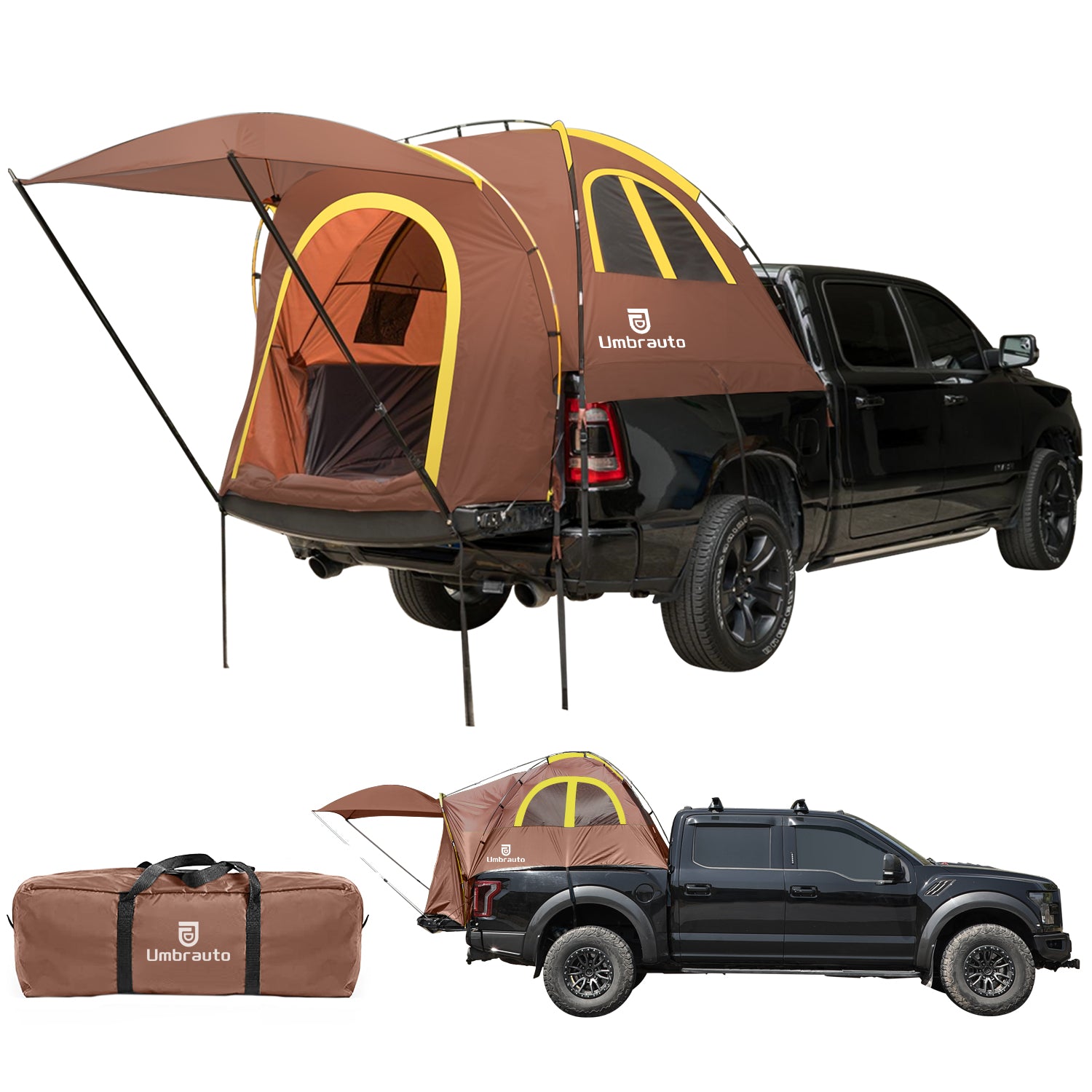 Umbrauto Truck Bed Tent with Awning | Fits 5.5–5.8 ft Beds | PU3000 Waterproof | 3 Colors