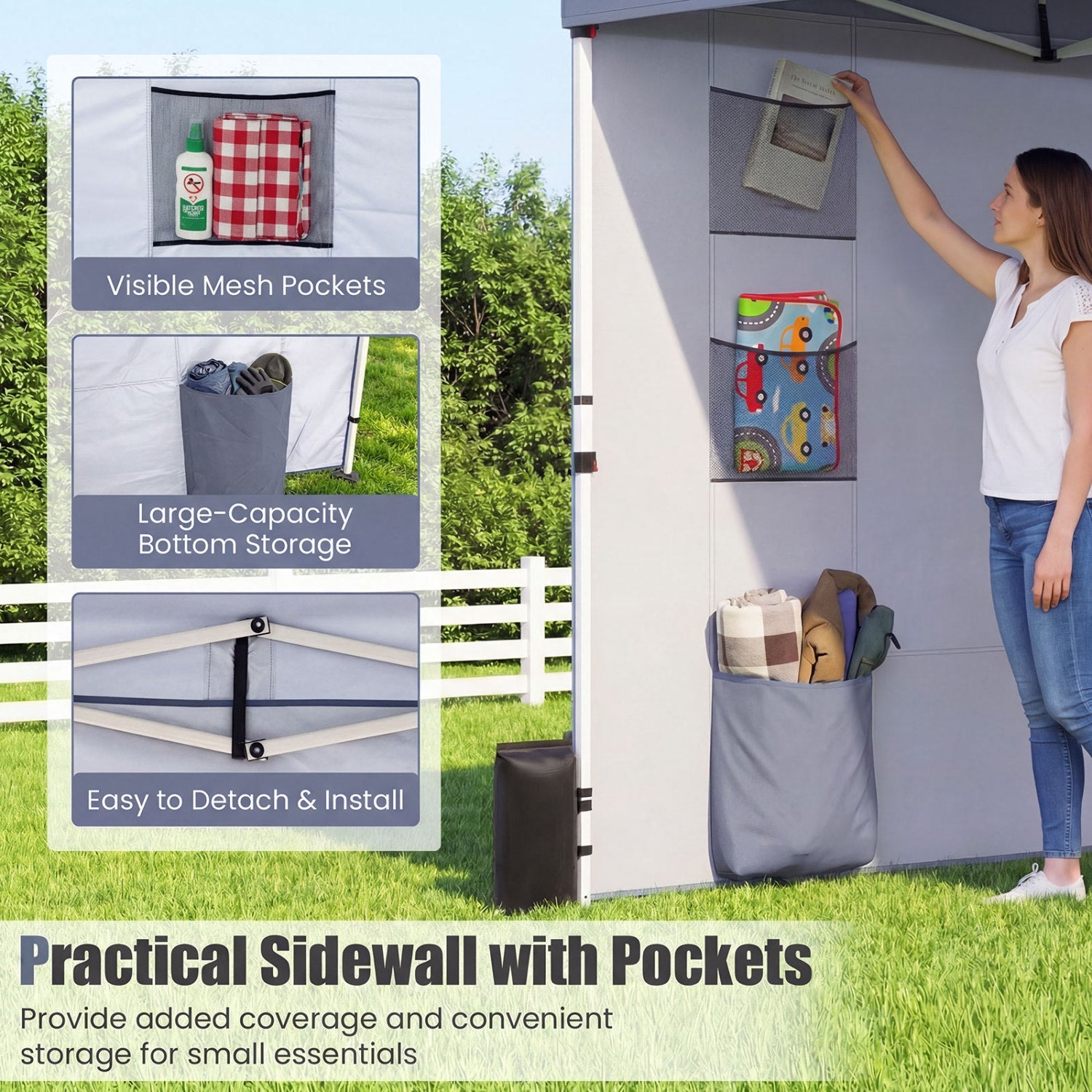 10' x 10' Pop-Up Canopy with Sidewall and Storage Pockets