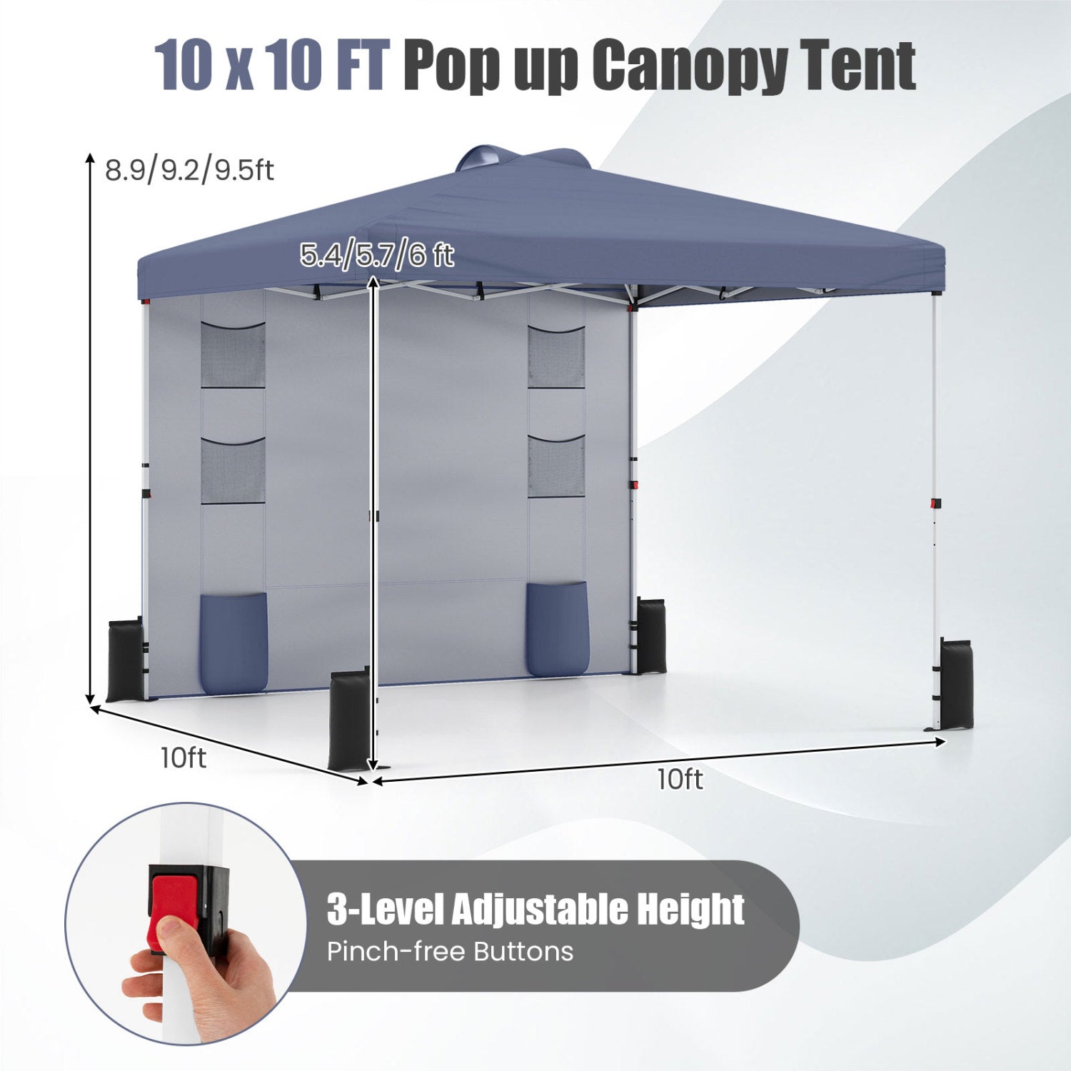 10' x 10' Pop-Up Canopy with Sidewall and Storage Pockets