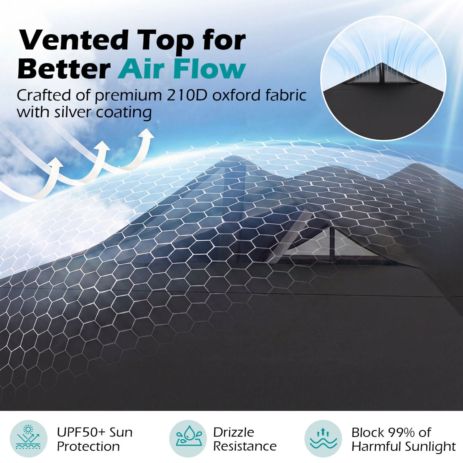10' x 10' Vented Pop-Up Canopy with One-Hand Center Lock