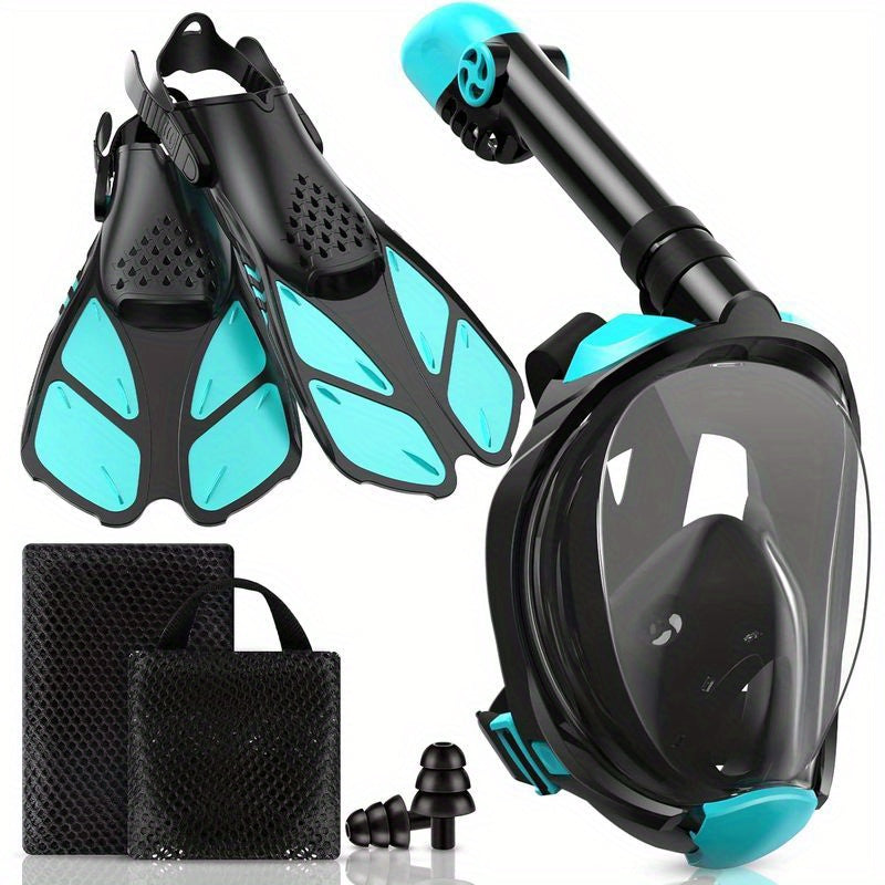 Adult Snorkeling Set – Full Face Mask & Adjustable Swim Fins