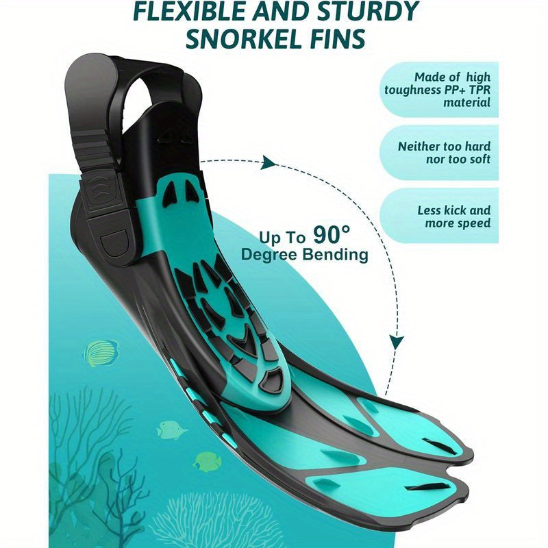 Adult Snorkeling Set – Full Face Mask & Adjustable Swim Fins
