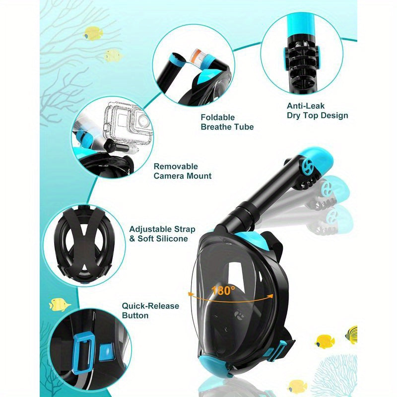 Adult Snorkeling Set – Full Face Mask & Adjustable Swim Fins