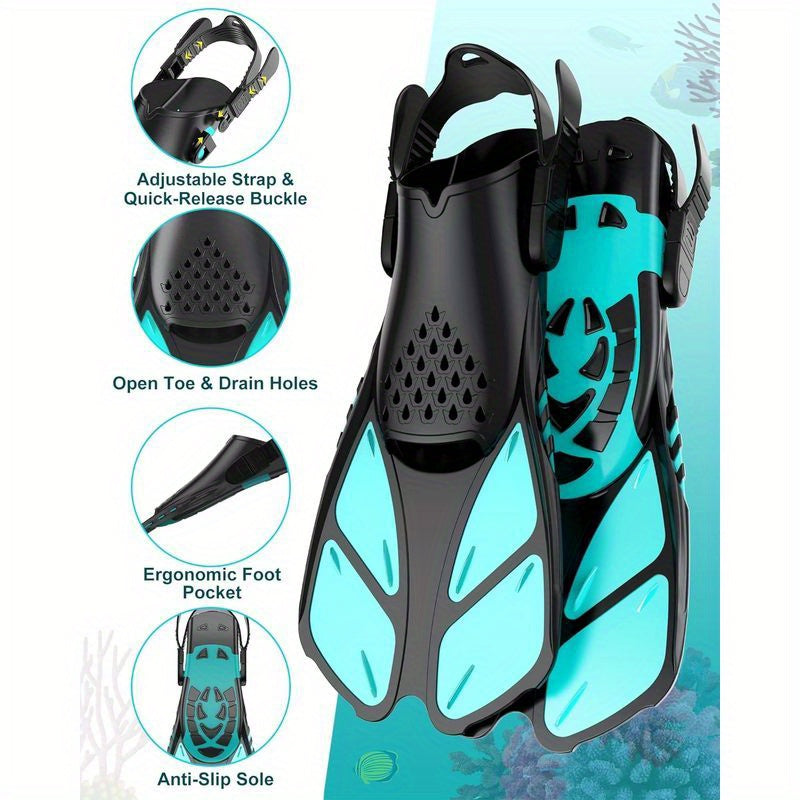 Adult Snorkeling Set – Full Face Mask & Adjustable Swim Fins