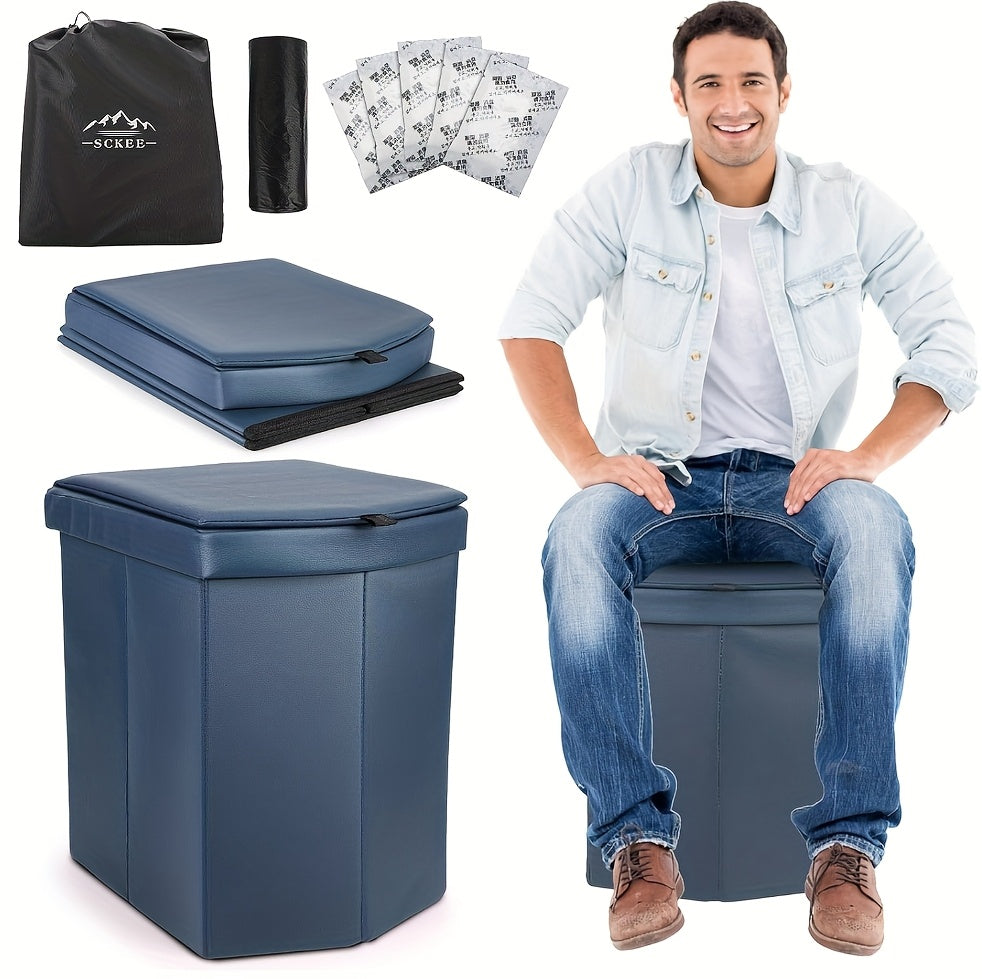 YAKEA XL Portable Camping Toilet – 16.5" Tall with Lid & Carry Bag