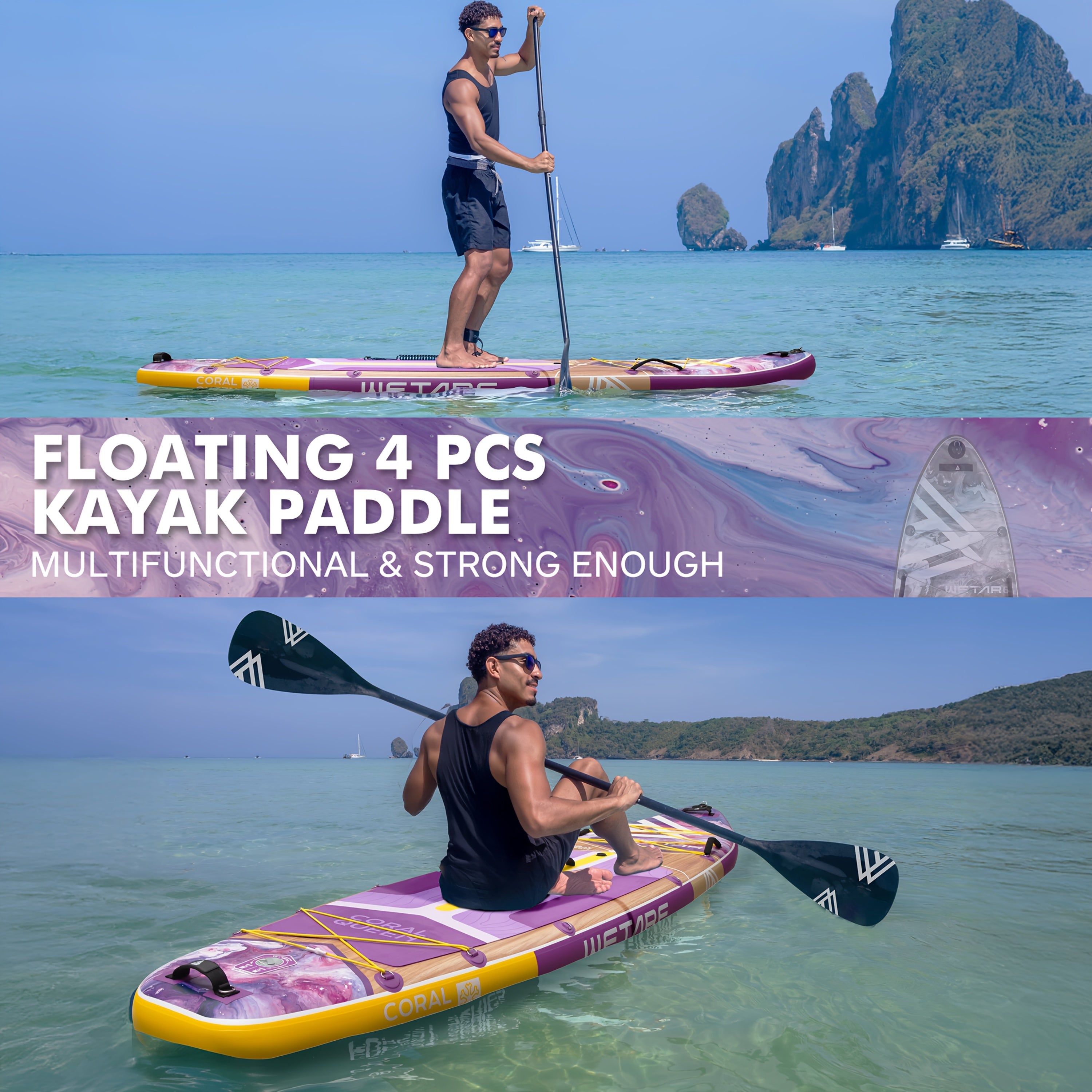 WETARE Coral Queen Inflatable SUP – 11'6"x35", 450lbs Capacity, All-in-One